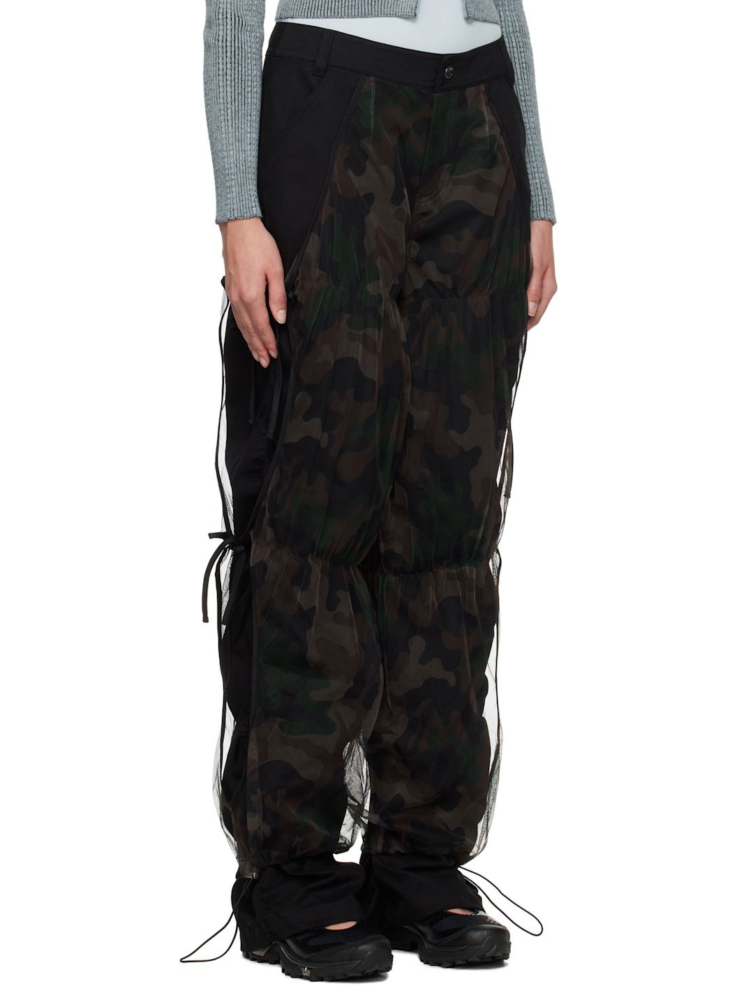 Andersson Bell Black Camouflage Mesh Layered Tying Trousers