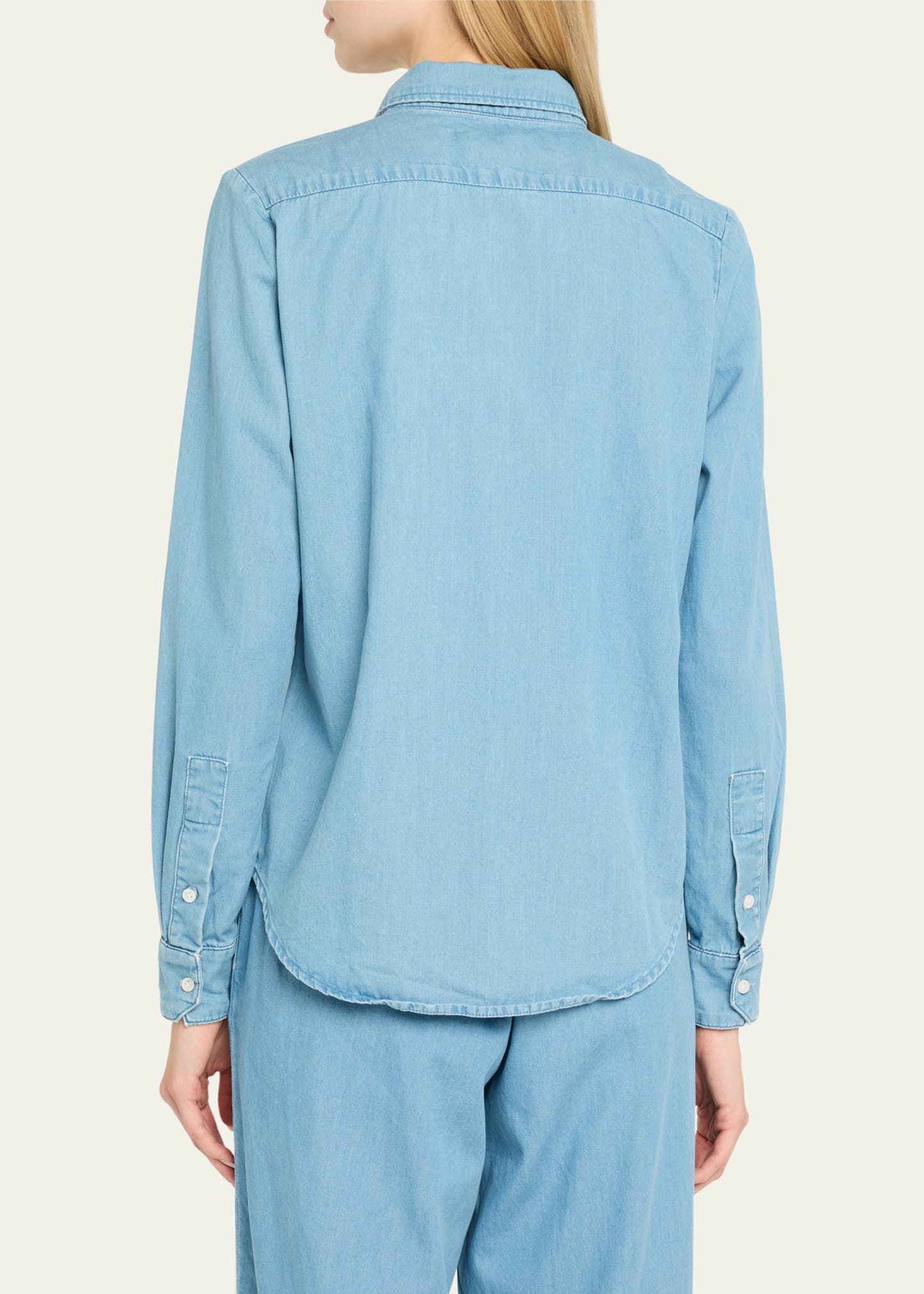 Chambray Fitted Button-Front Shirt - 3