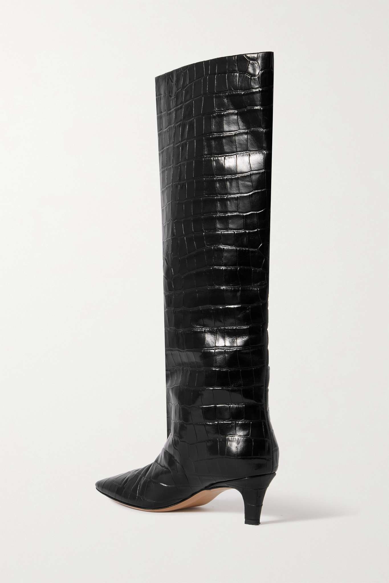 Croc-effect leather knee boots - 3