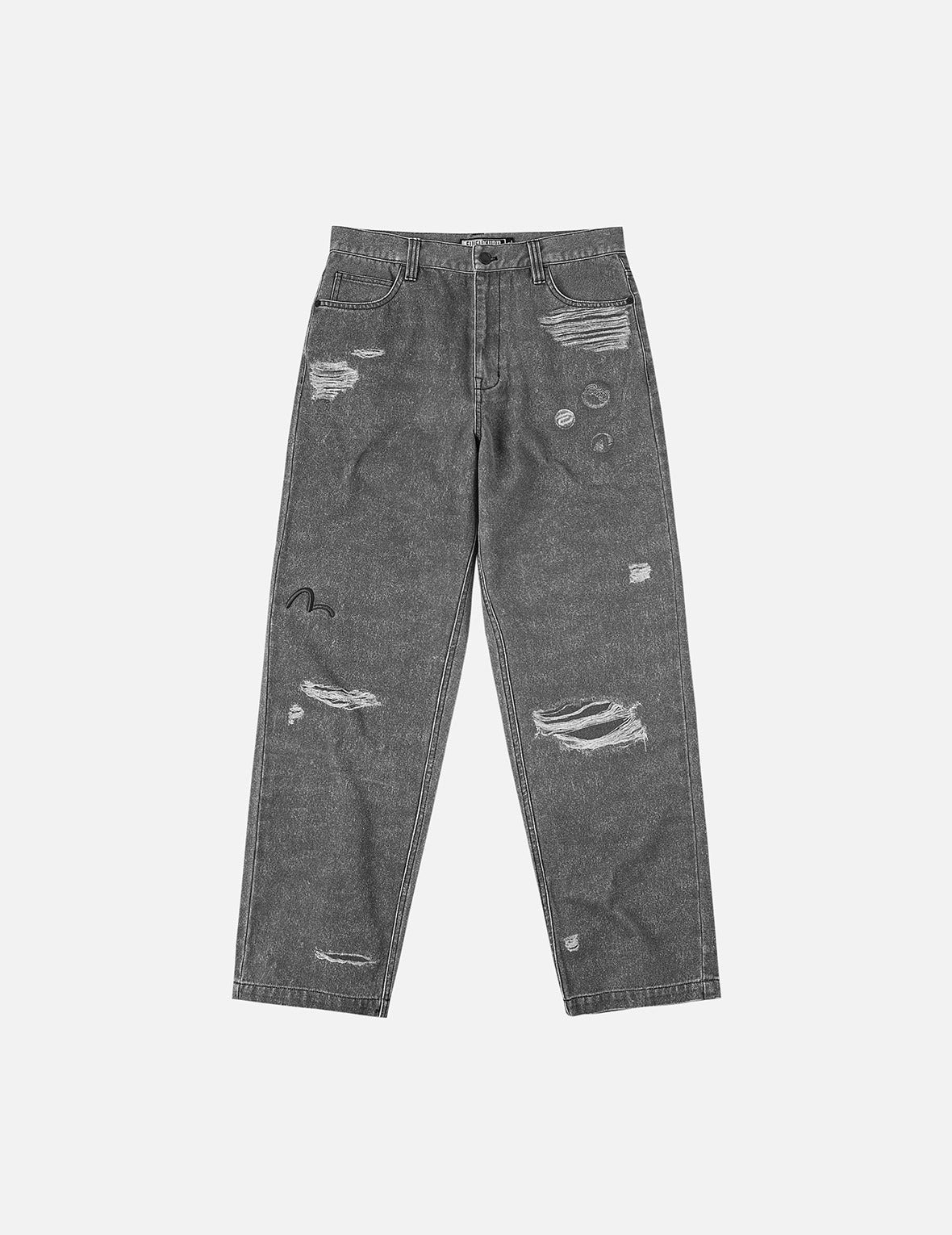 Distressed Print Relax Fit Pants - 3
