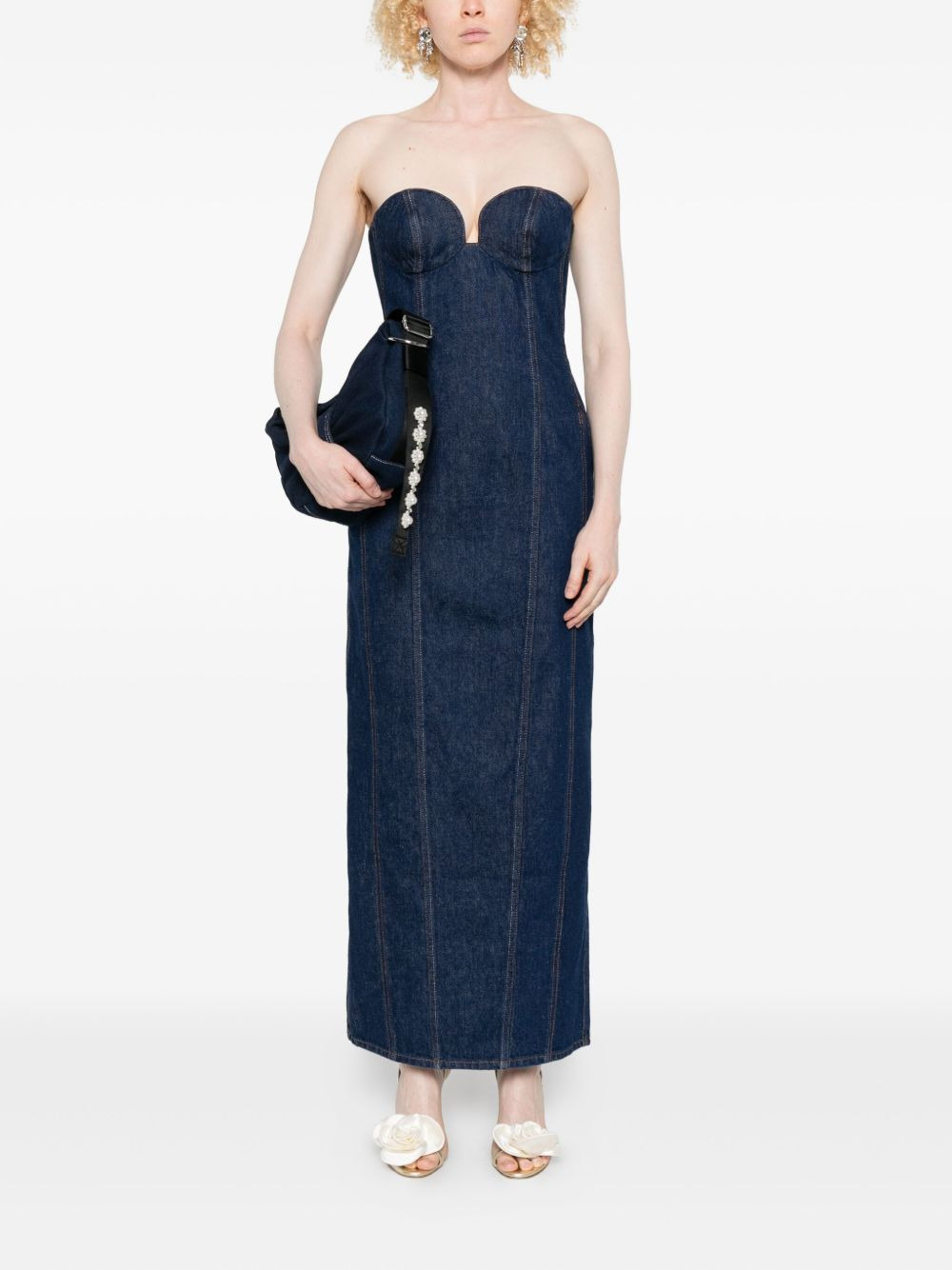 strapless denim midi dress - 2