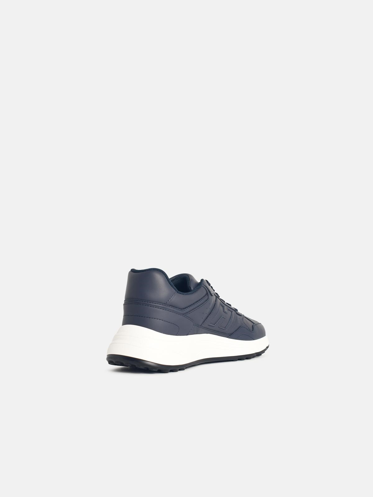 'HYPERLIGHT' NAVY LEATHER SNEAKERS - 3