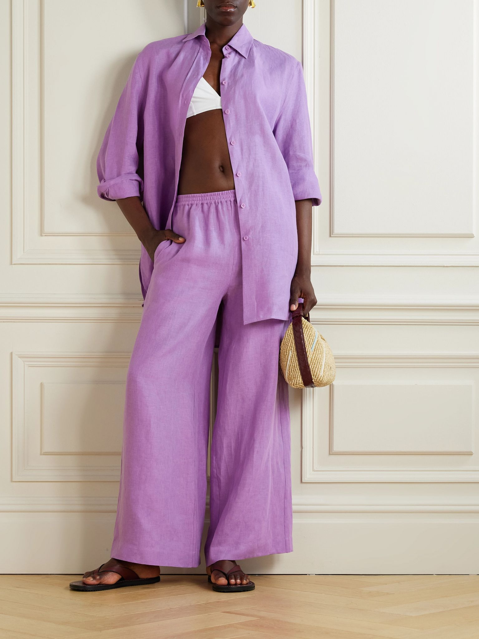 L'intemporel Mignonette linen shirt Purple - 2