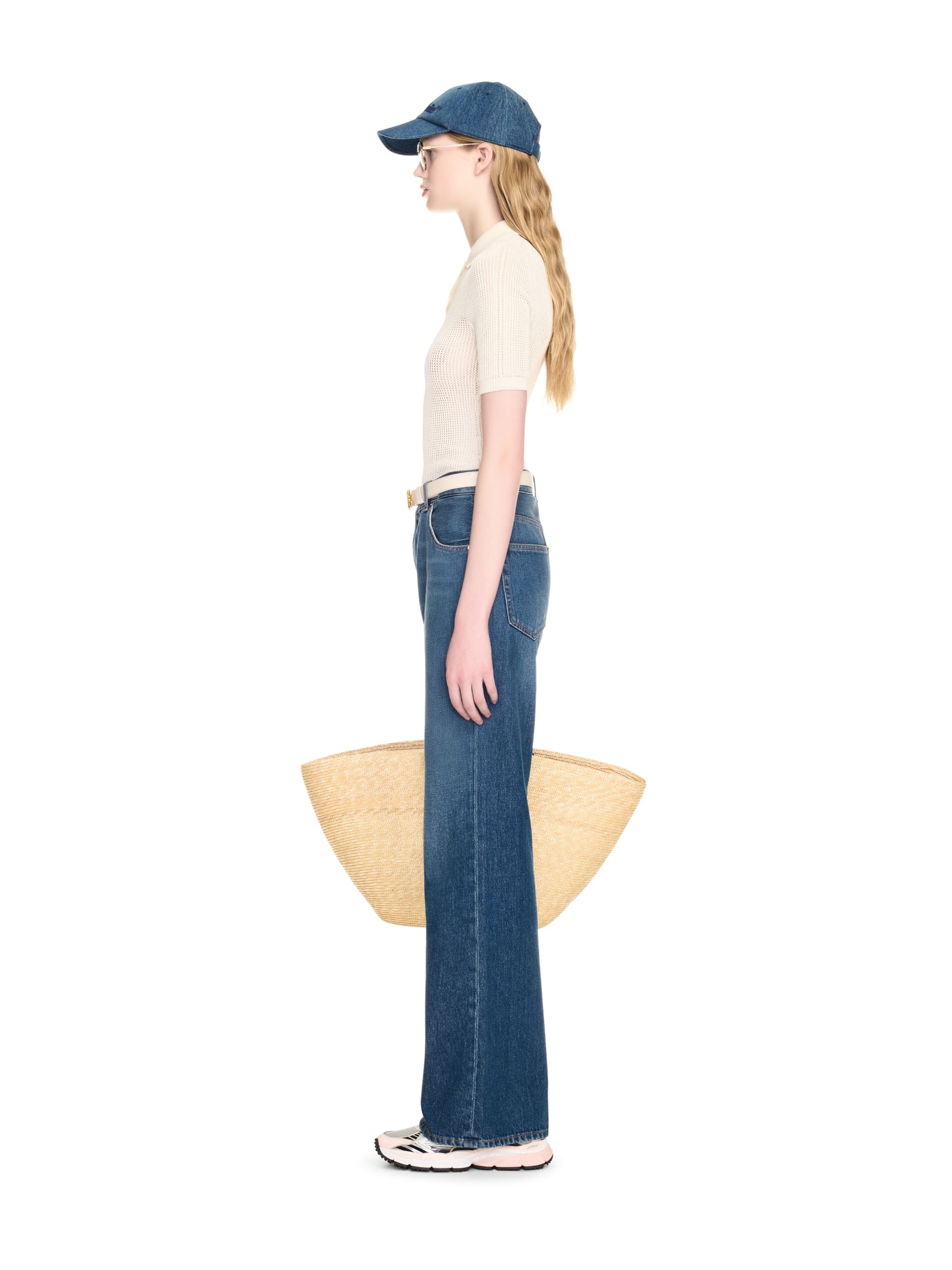 Blue Wide Denim Pants - 3