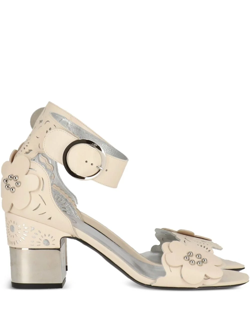 70mm flower-embellished laser-cut sandals - 1