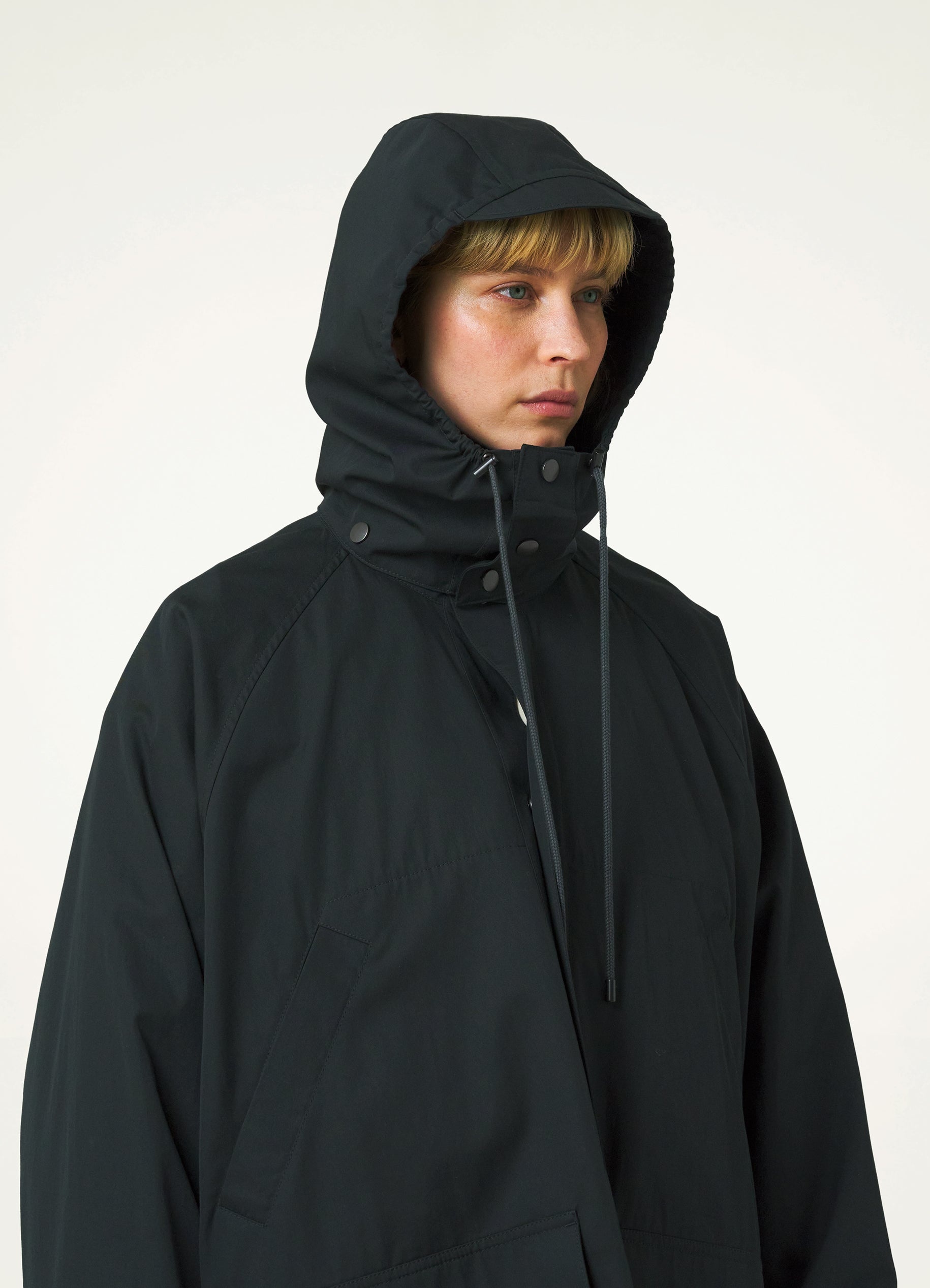 Raincoat with detachable hood clearance
