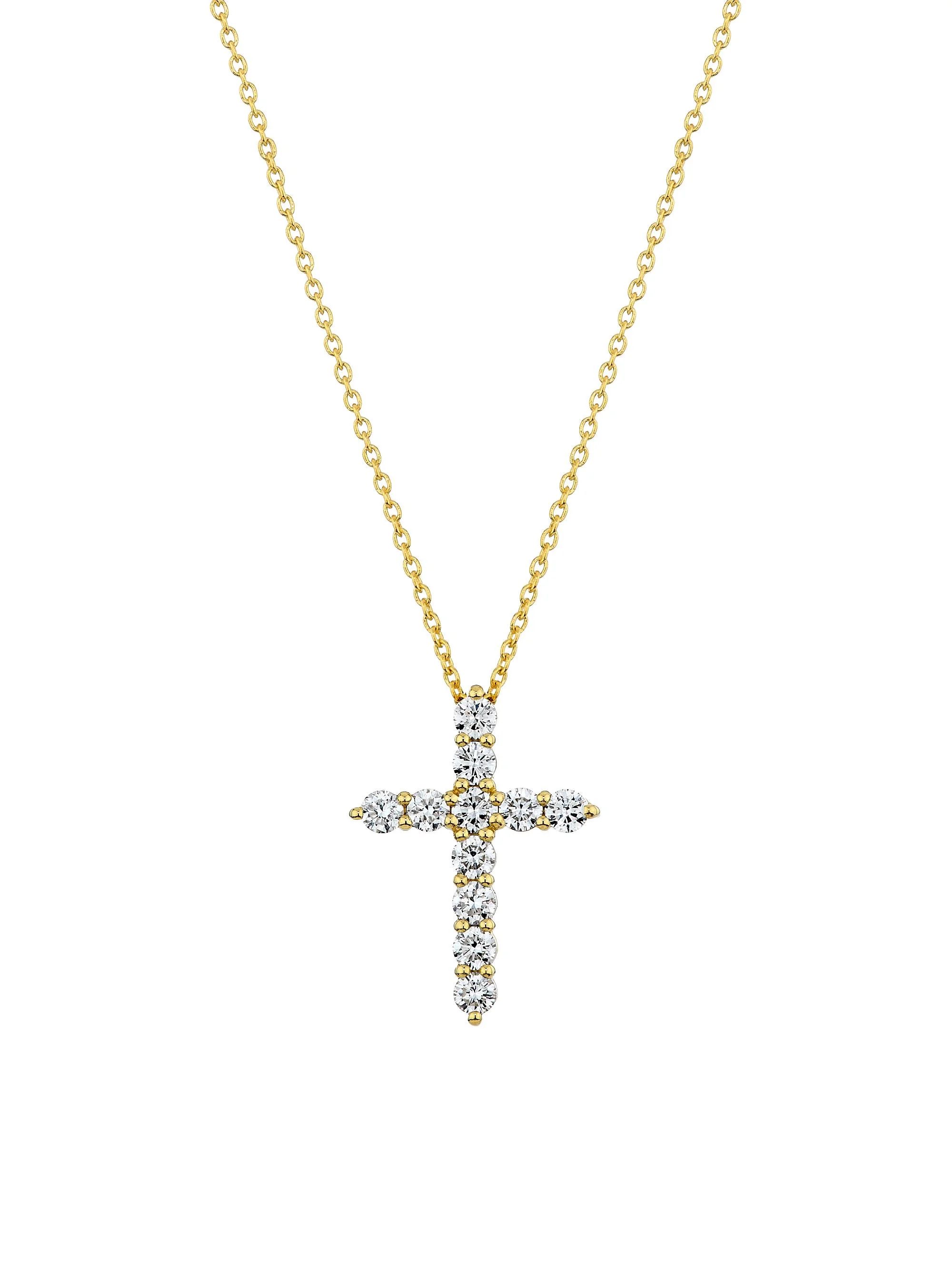 Women's Tiny Treasures 18K Yellow Gold & 0.45 TCW Diamond Cross Pendant Necklace - Yellow Gold - 1
