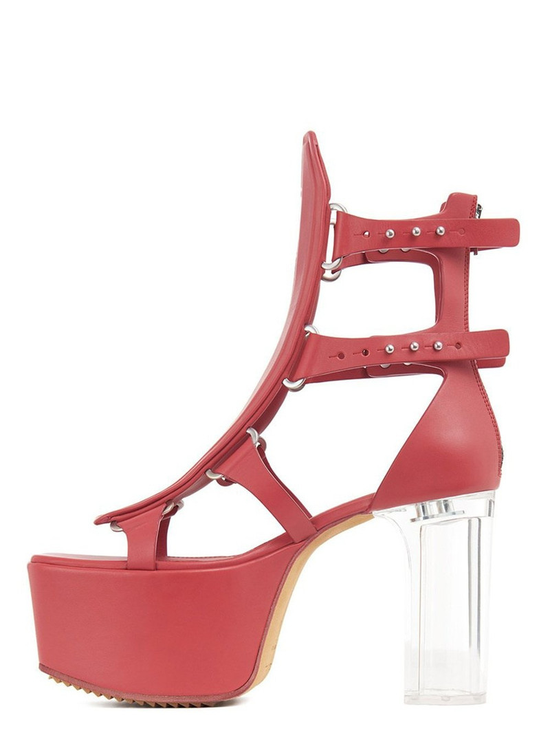 Sandals In Red Leather 4