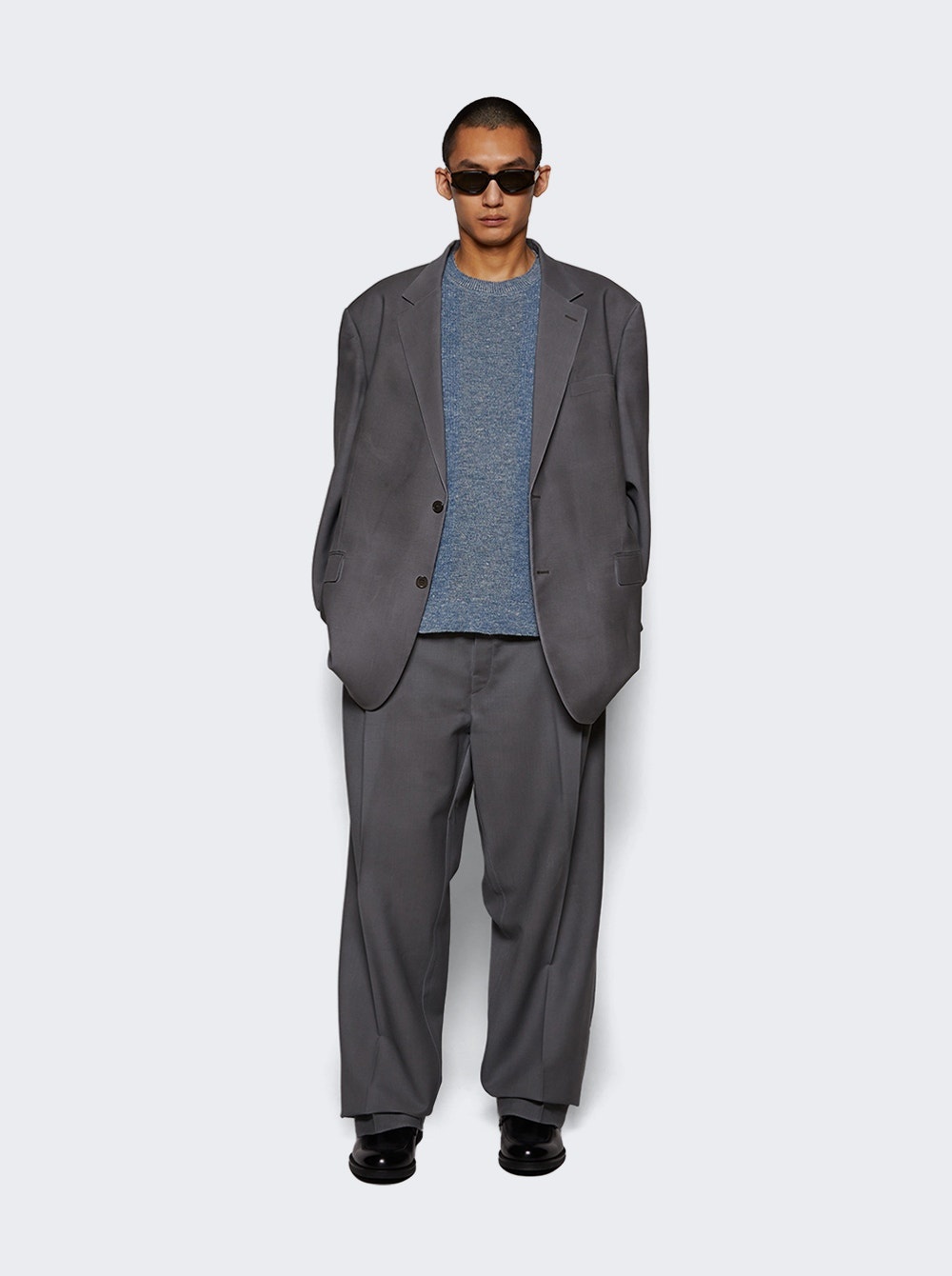 Mohair Wool Blazer Medium Grey - 5