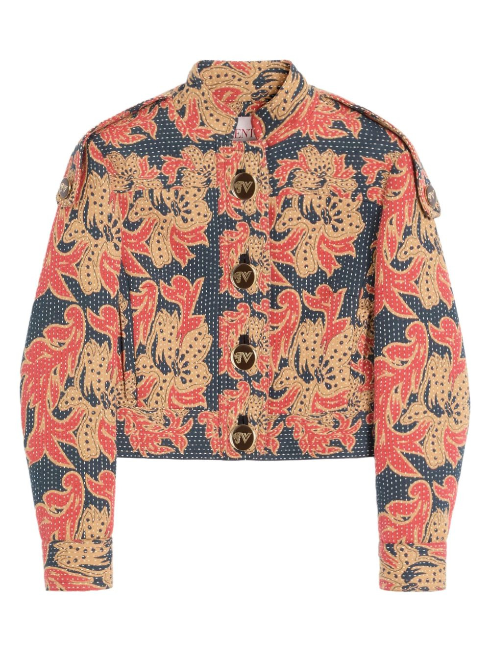 cropped jacquard jacket - 1