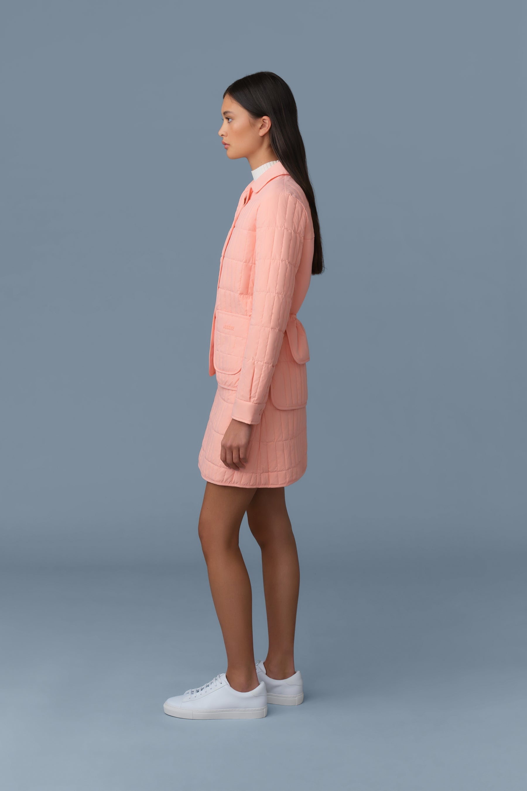 SIAN Vertical Quilted Jacket with Spread Collar - 2