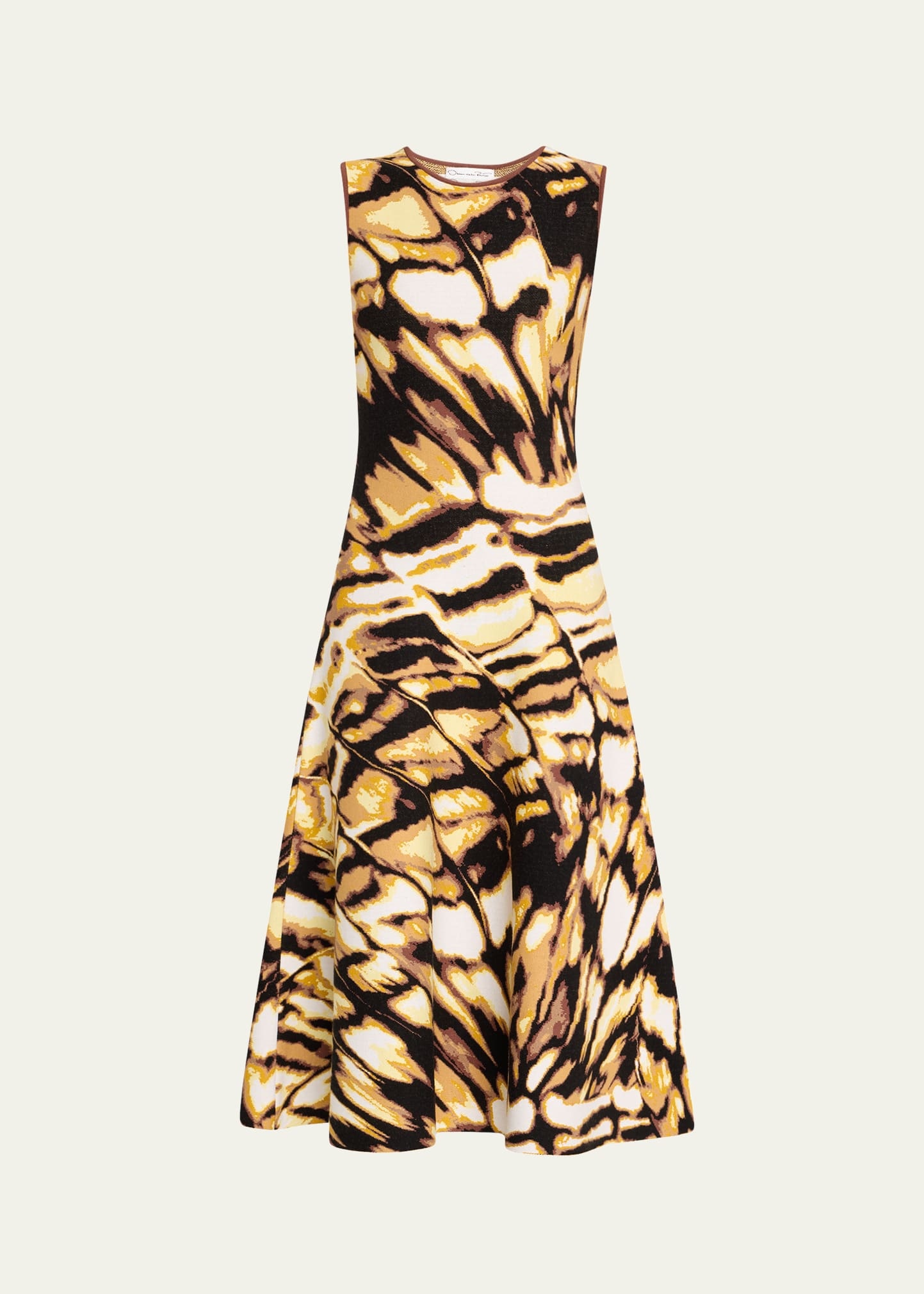 Sleeveless Butterfly Jacquard Knit Midi Dress - 1