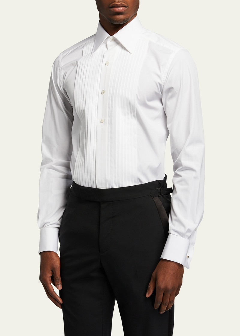 TOM FORD Men's Plisse Plastron Tuxedo Shirt outlook
