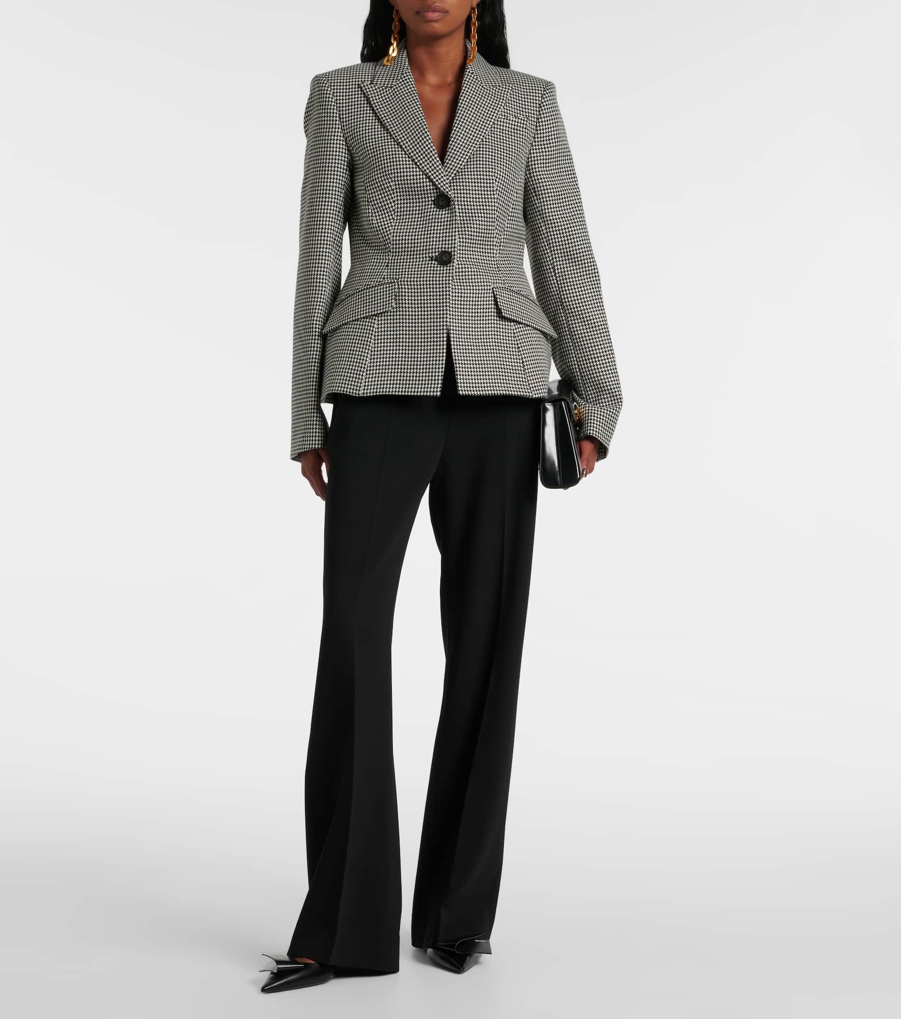 Tailored houndstooth wool blazer - 2