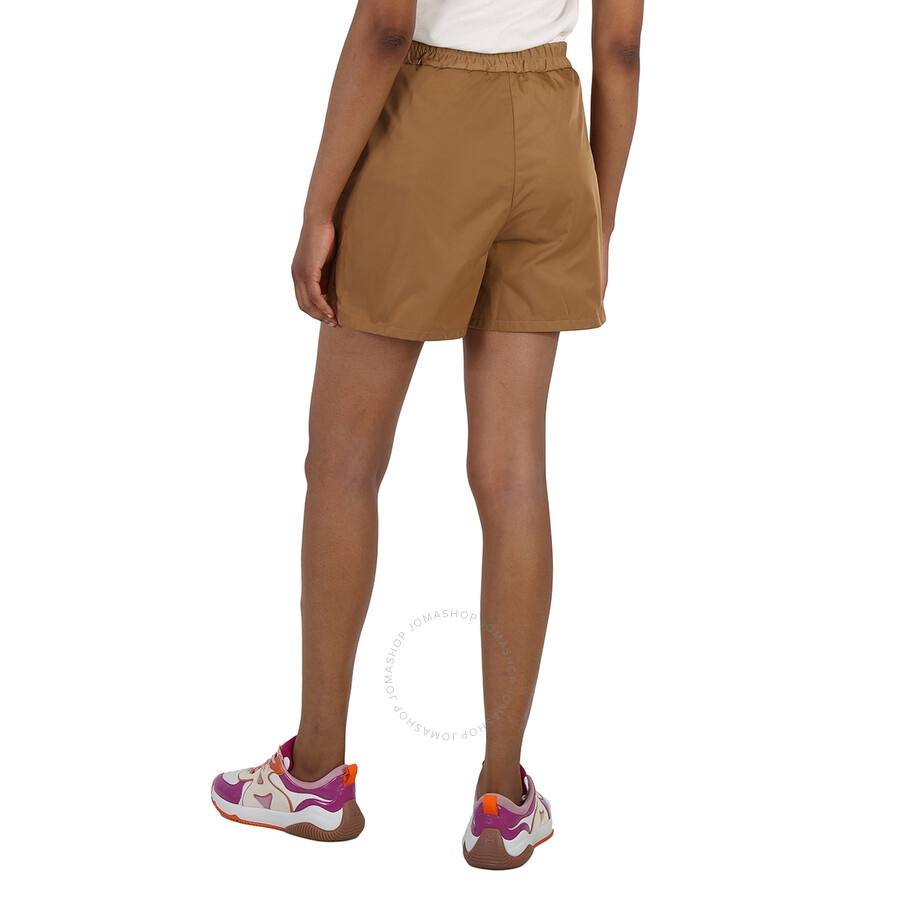 Moncler Ladies Tan Gabardine High-Waisted Drawstring Shorts - 5