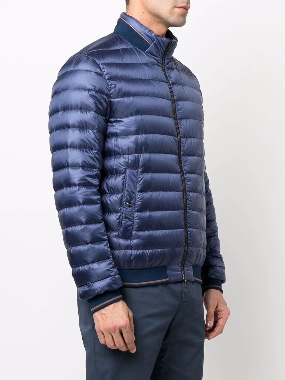 high-neck zip-up quilted jacket - 3