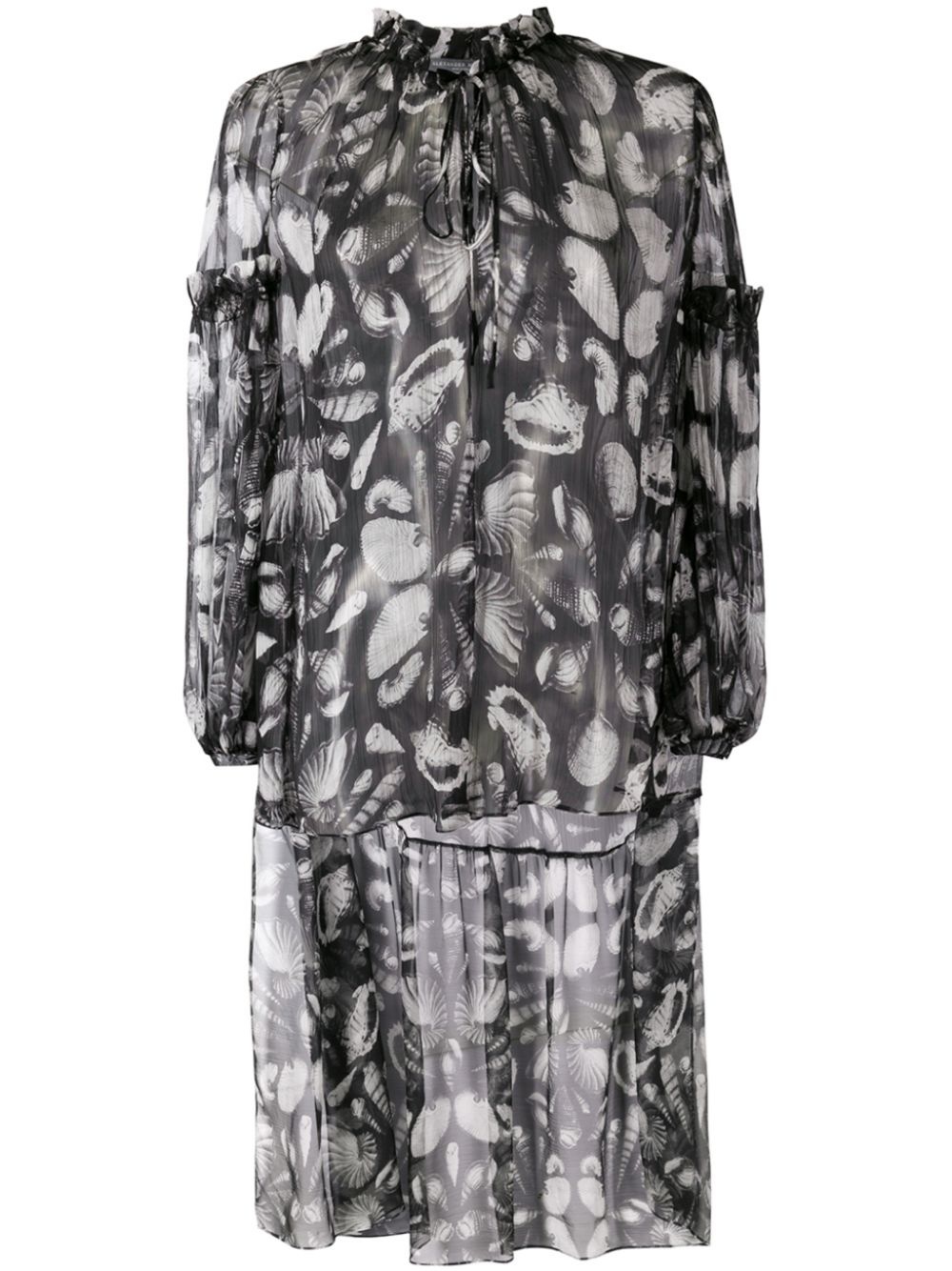 seashell print high-low blouse - 1