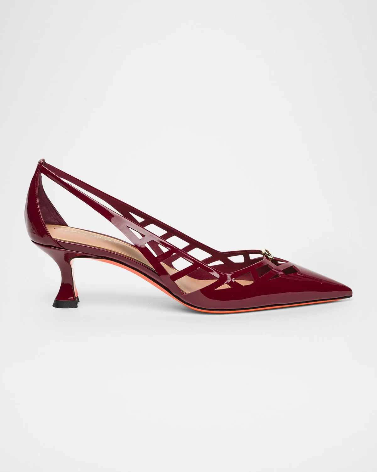 55mm Cut-Out Patent Leather Kitten-Heel Pumps - 1