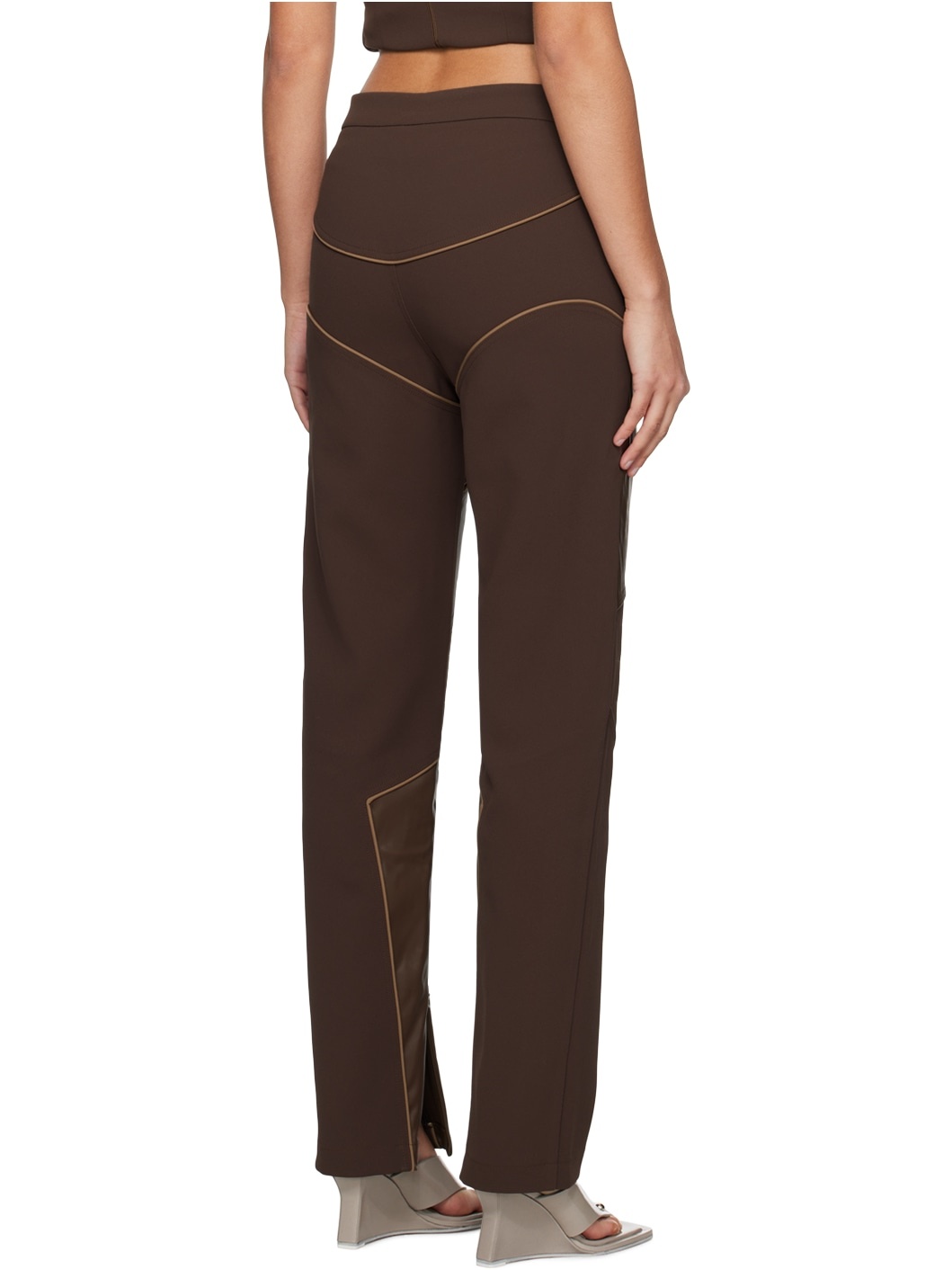 Brown Motorbike Faux-Leather Trousers - 3