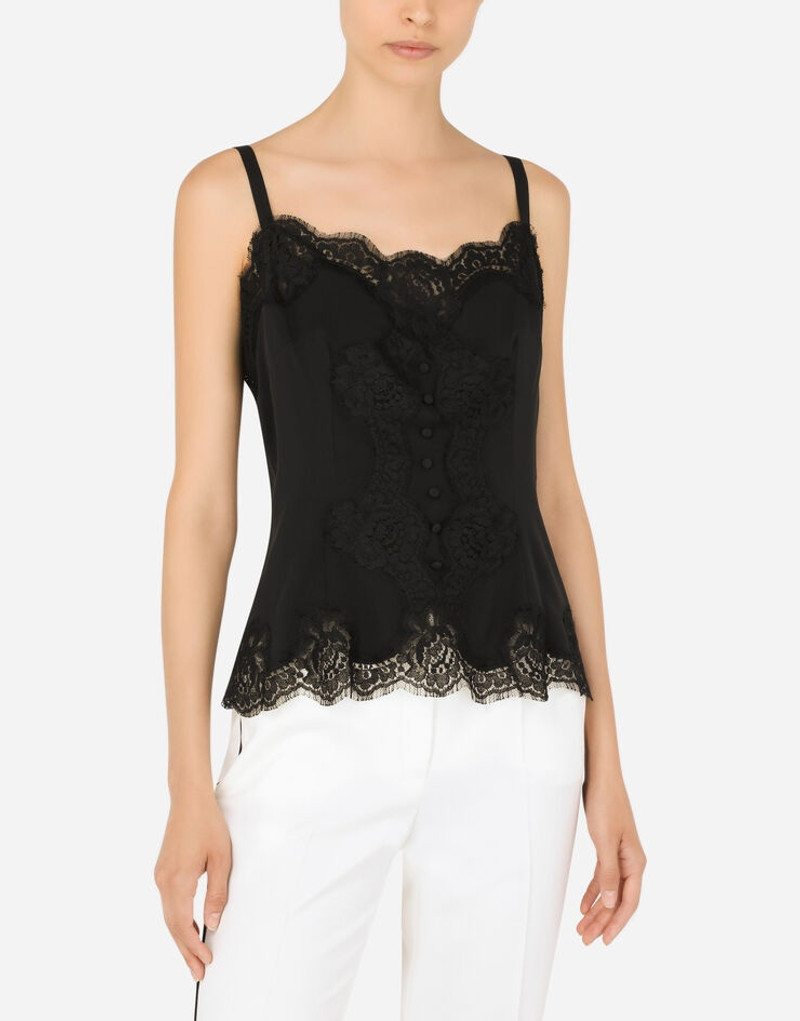 Strappy charmeuse top with lace details 4