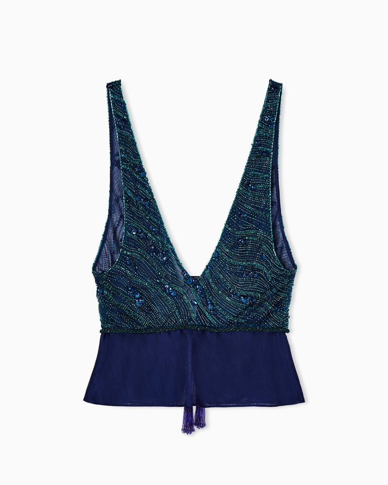 V-NECK TOP IN VISCOSE AND SILK WITH EMBROIDERY 3