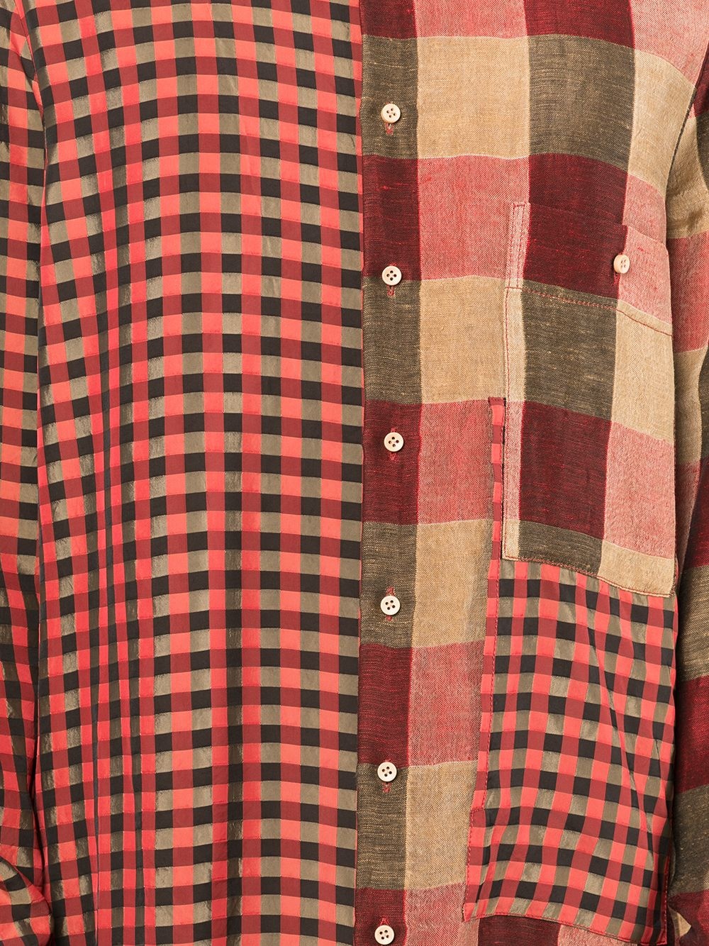 patchwork check-print shirt - 5