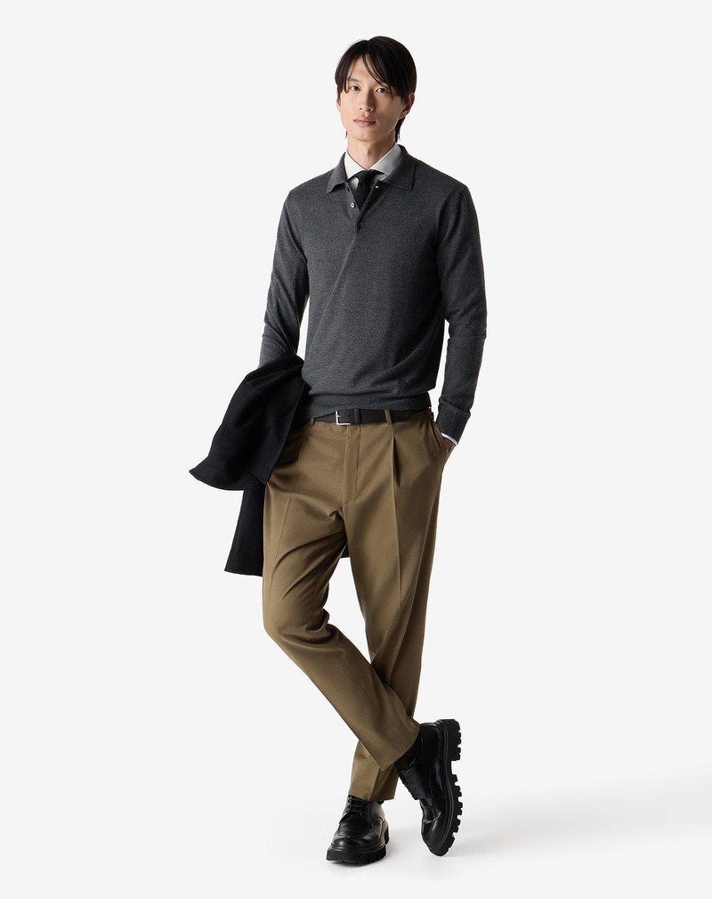 CORNELIANI Green soft stretch cotton drill trousers outlook