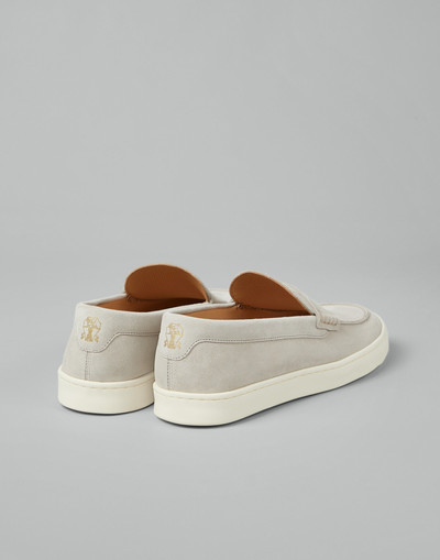 Brunello Cucinelli Suede loafer sneakers with natural rubber sole outlook