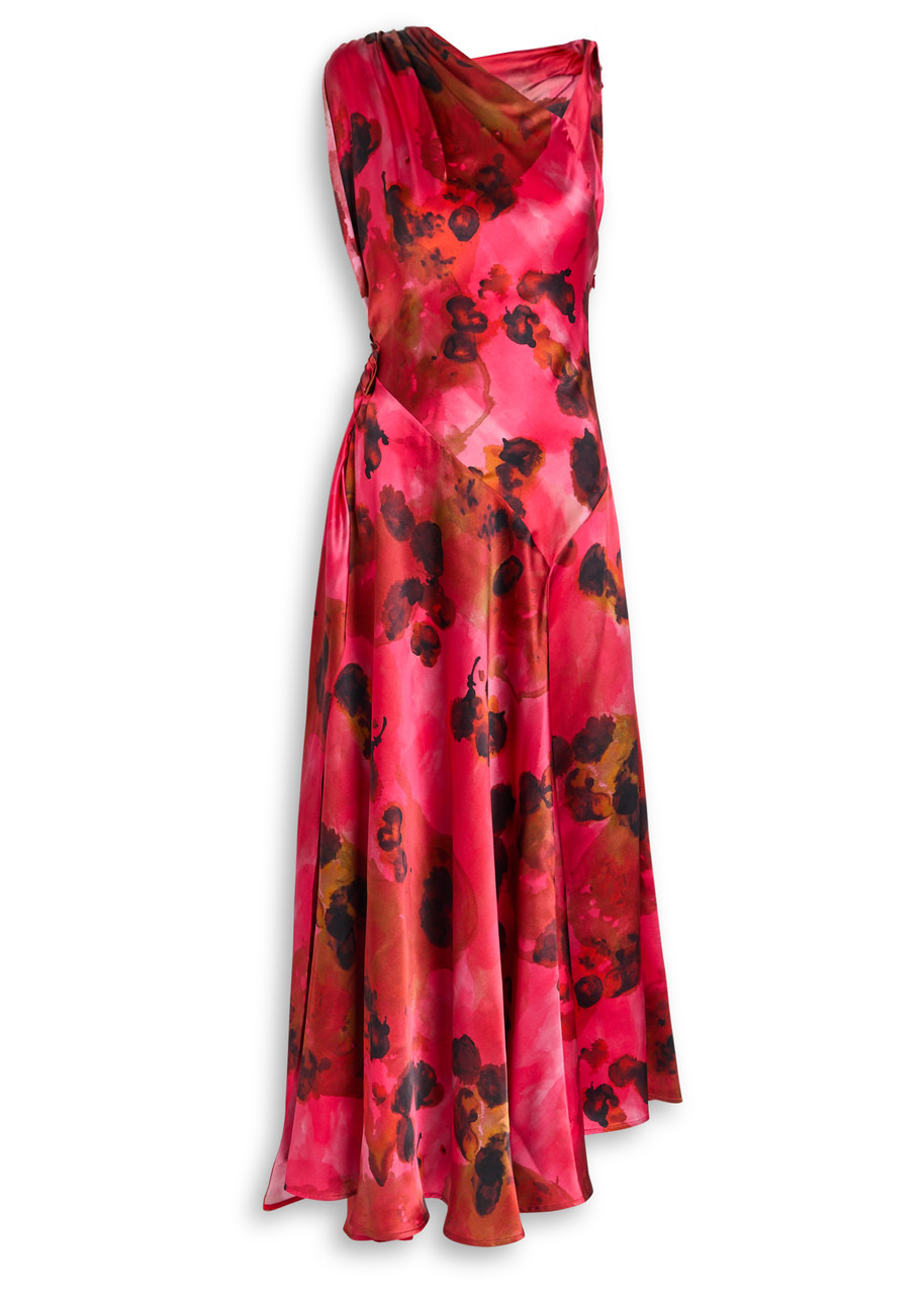 Victoria Beckham Asymmetric Silk Midi Dress - 1