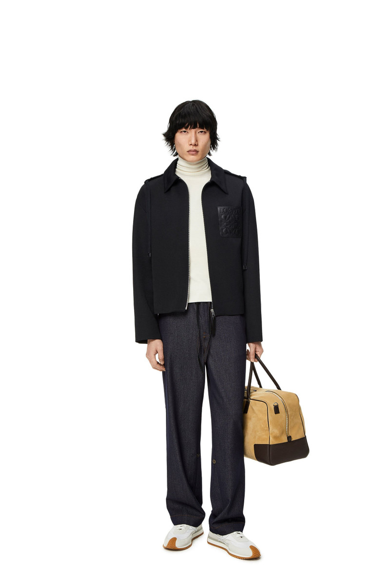 Loewe Hooded Anagram zip parka in wool outlook