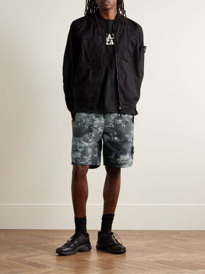 Stone Island Straight-Leg Satin-Trimmed Camouflage-Print Shell Shorts outlook