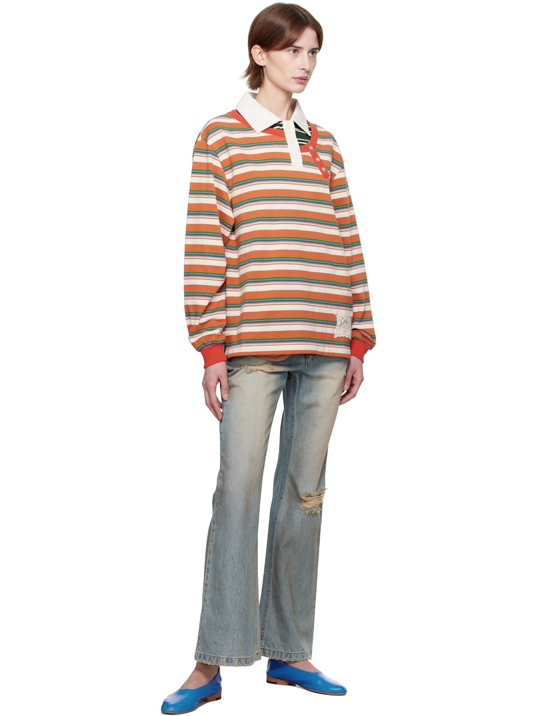 Andersson Bell Blue Deconstructed Dirty Wash Bootcut Jeans