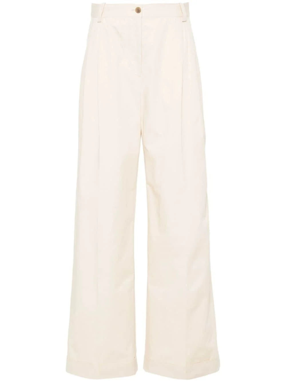 logo-embroidered pleated straight trousers - 1