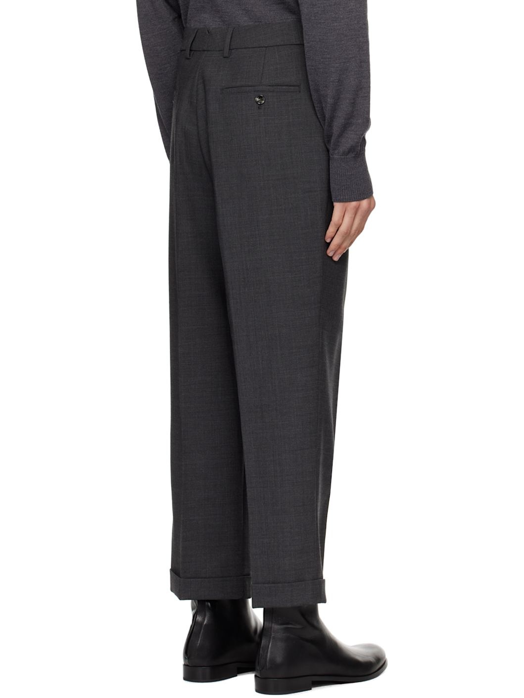 Gray Carrot Fit Trousers - 3