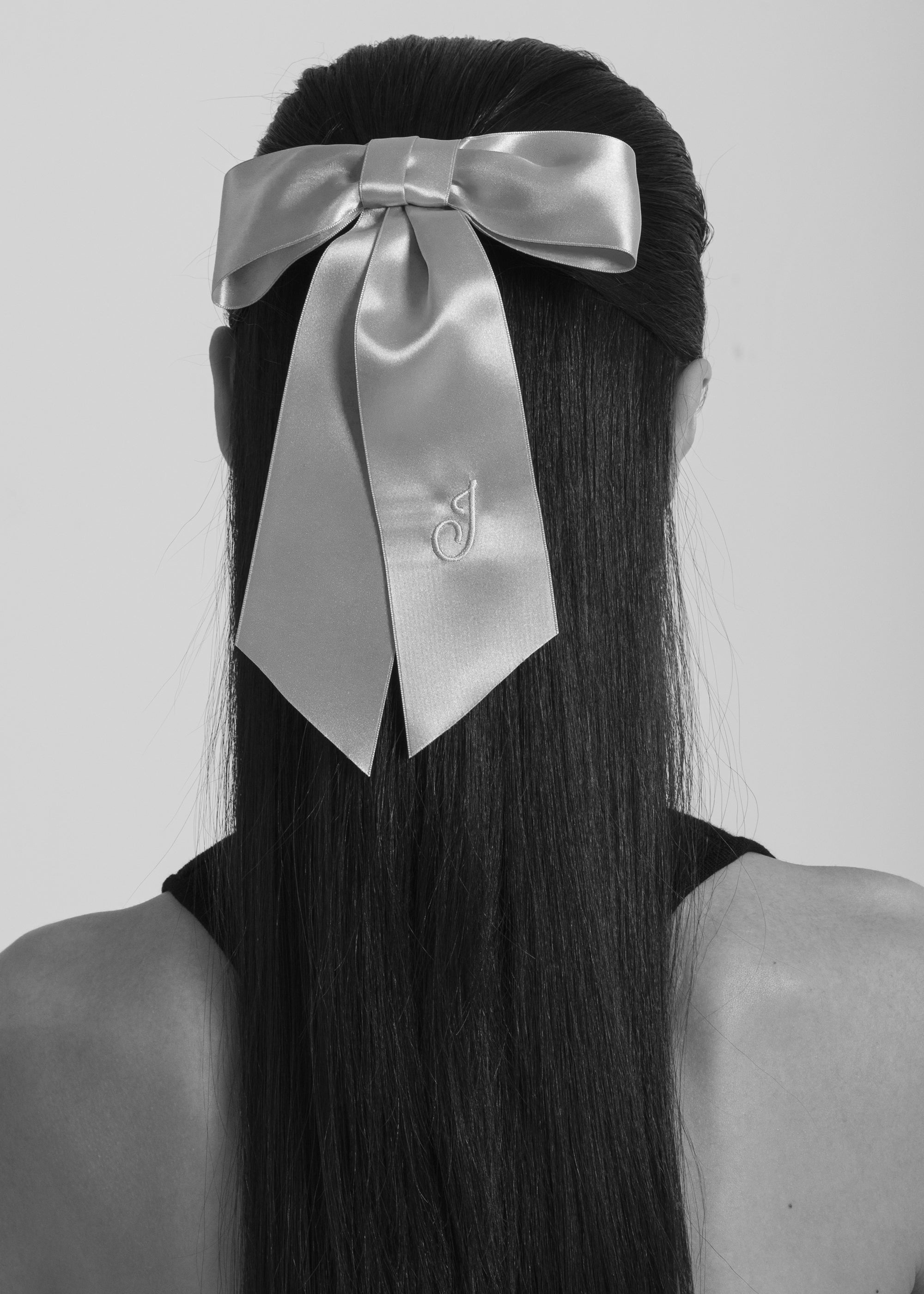 Initial April Satin Bow Barrette - 3