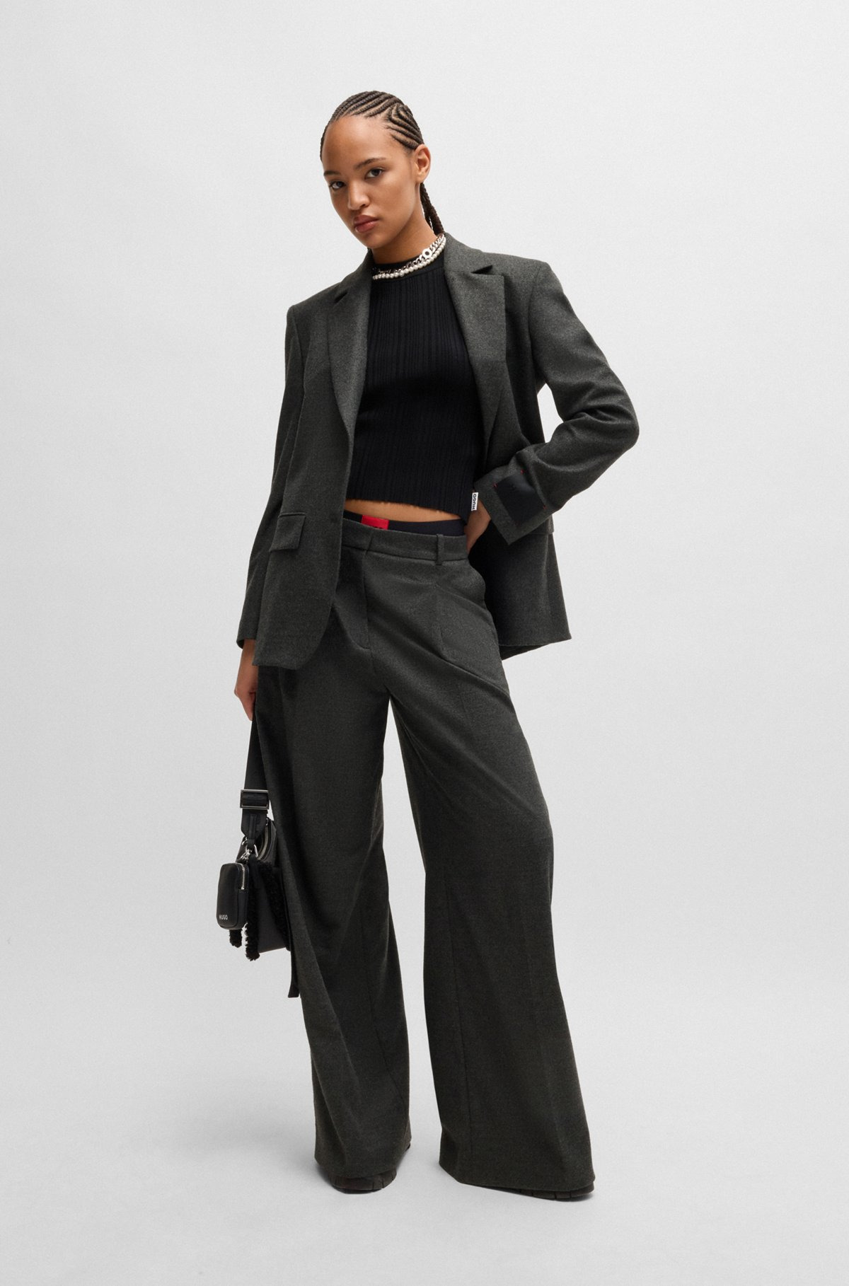 REGULAR-FIT JACKET IN MELANGE STRETCH FABRIC - 3