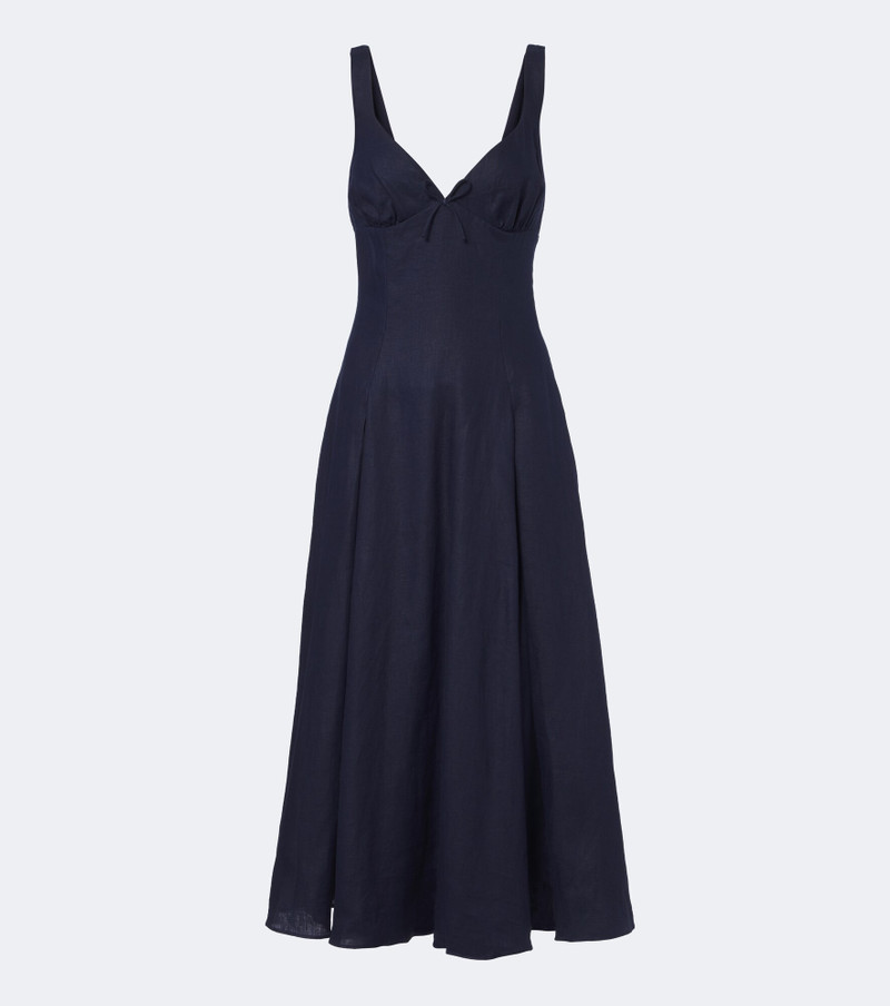 Adalee pleated shirred linen midi dress 1