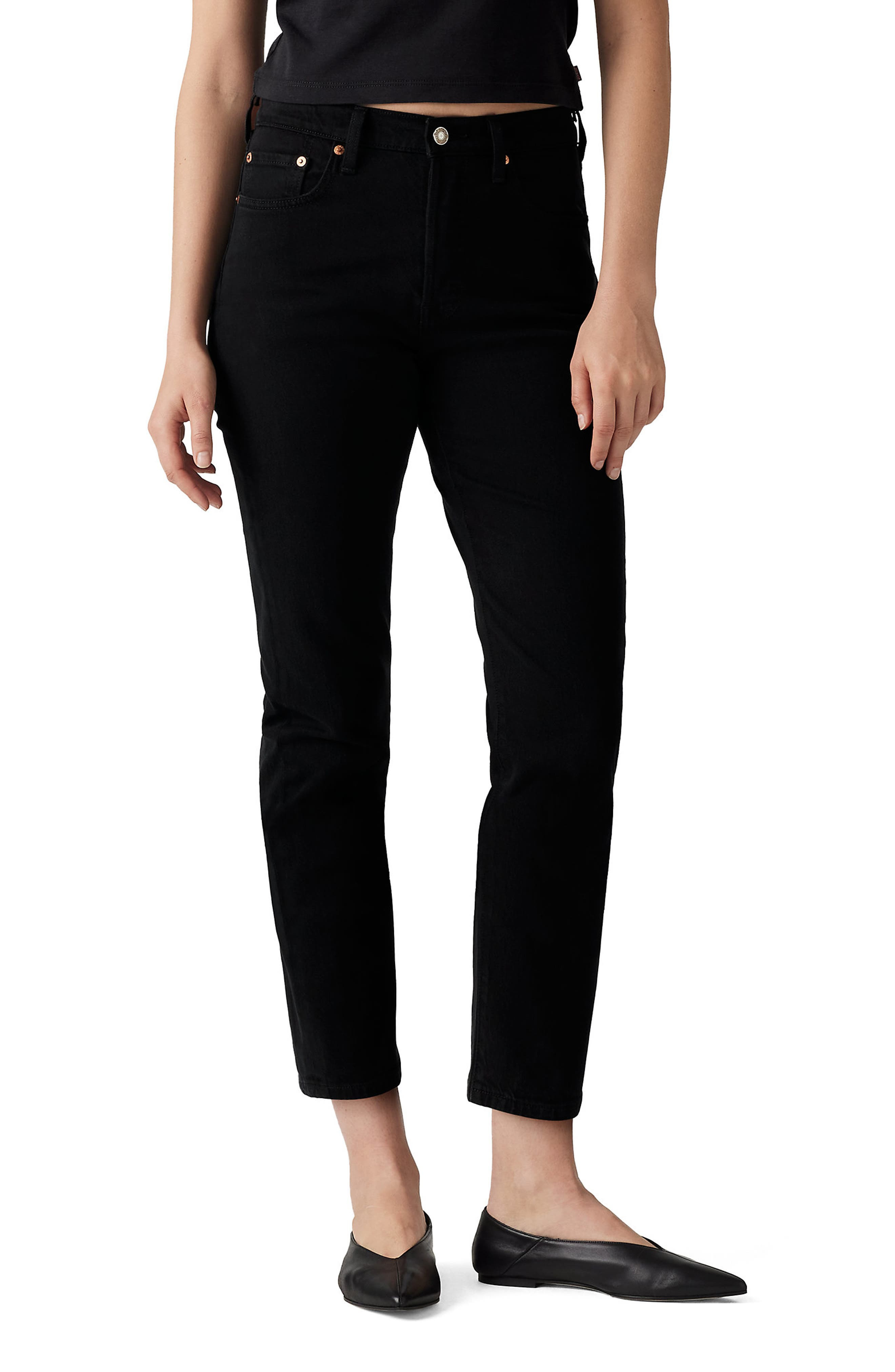 levi's 501® Original Crop Straight Leg Jeans in Black Sprout at Nordstrom - 1
