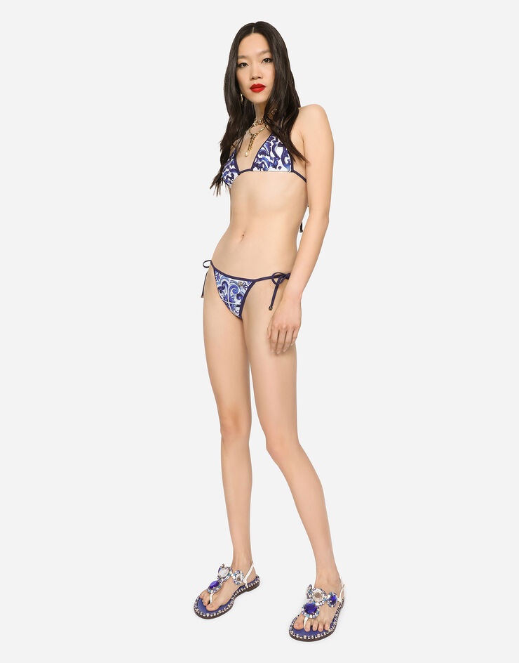 Majolica-print triangle bikini - 2