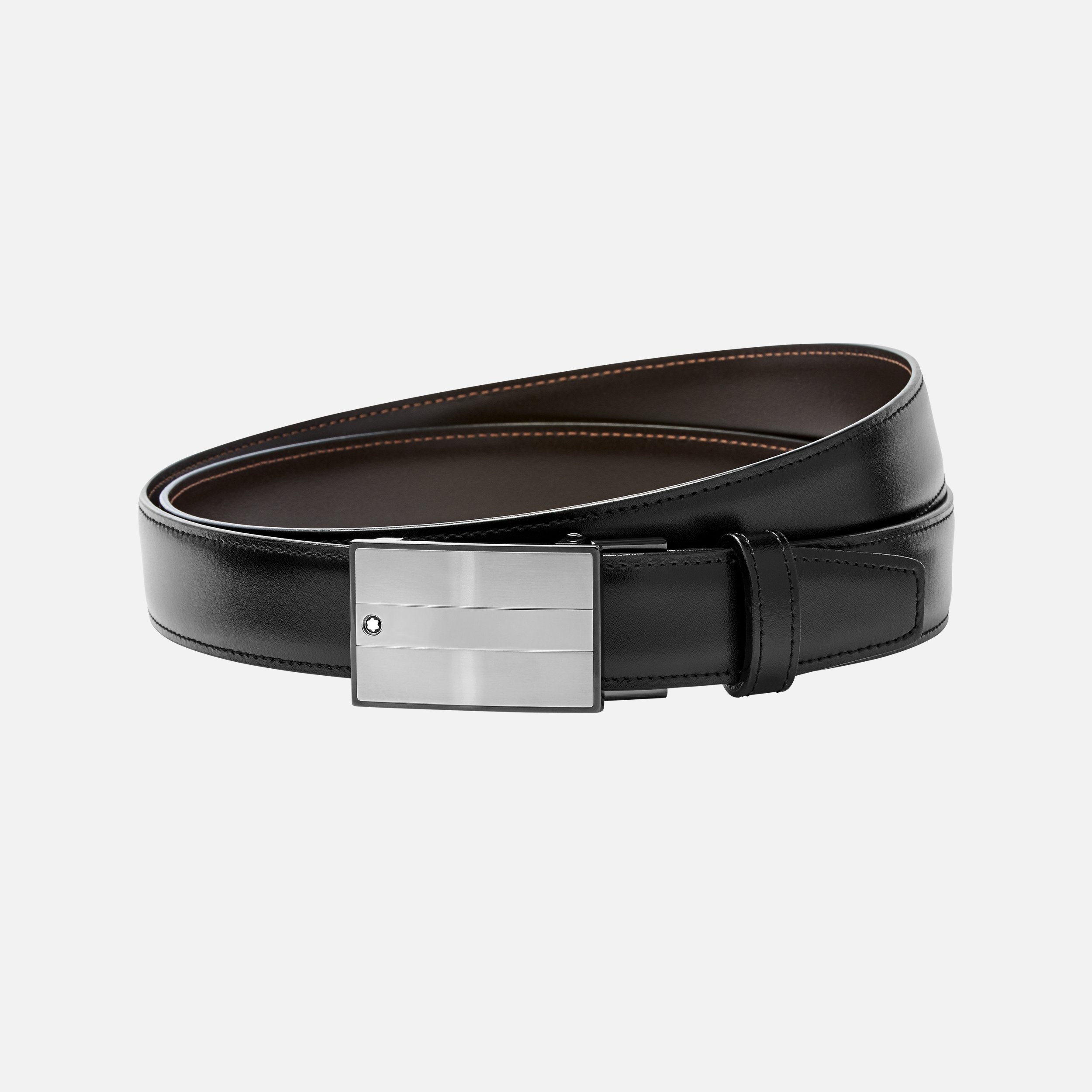 Black/brown 30 mm reversible leather belt - 1