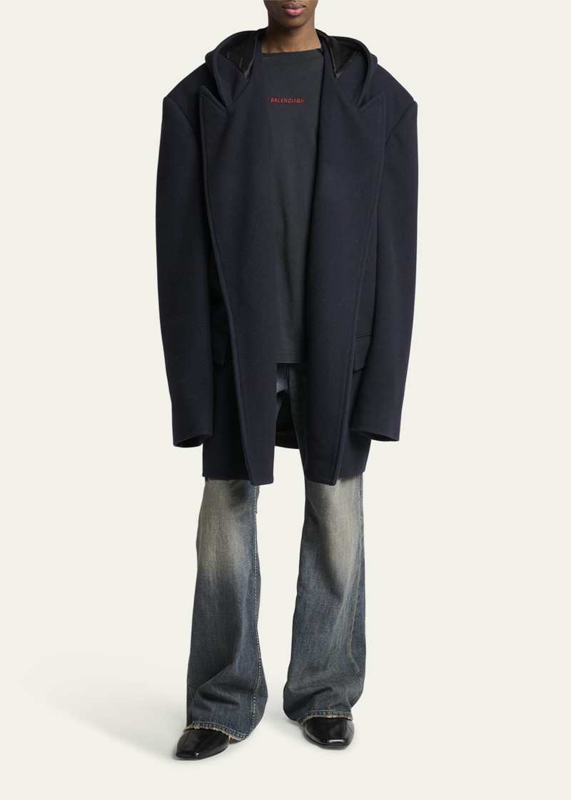 BALENCIAGA Men's Wool Oversized Hooded Short Coat outlook