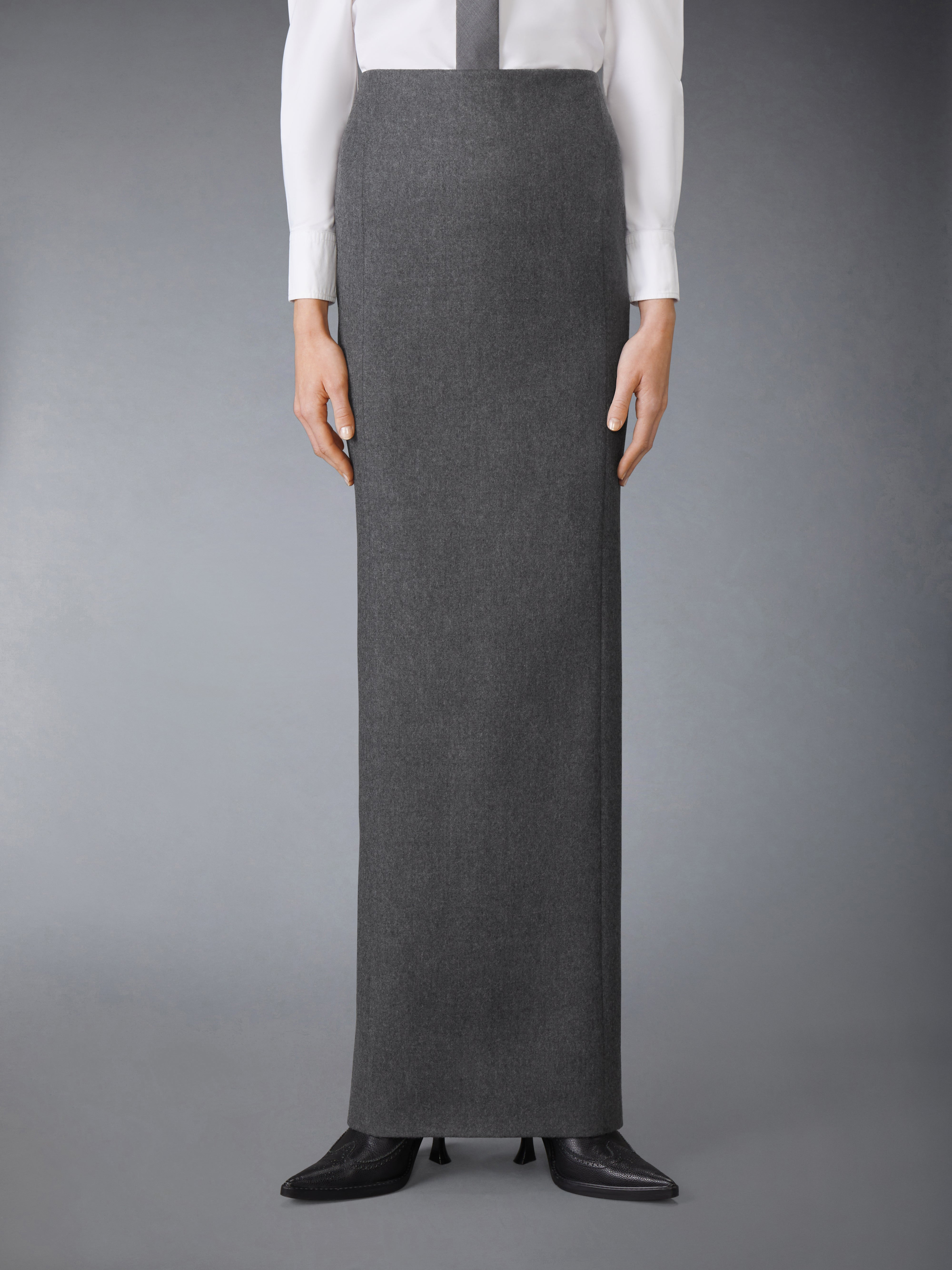 SOLID WOOL FLANNEL PENCIL SKIRT - 2