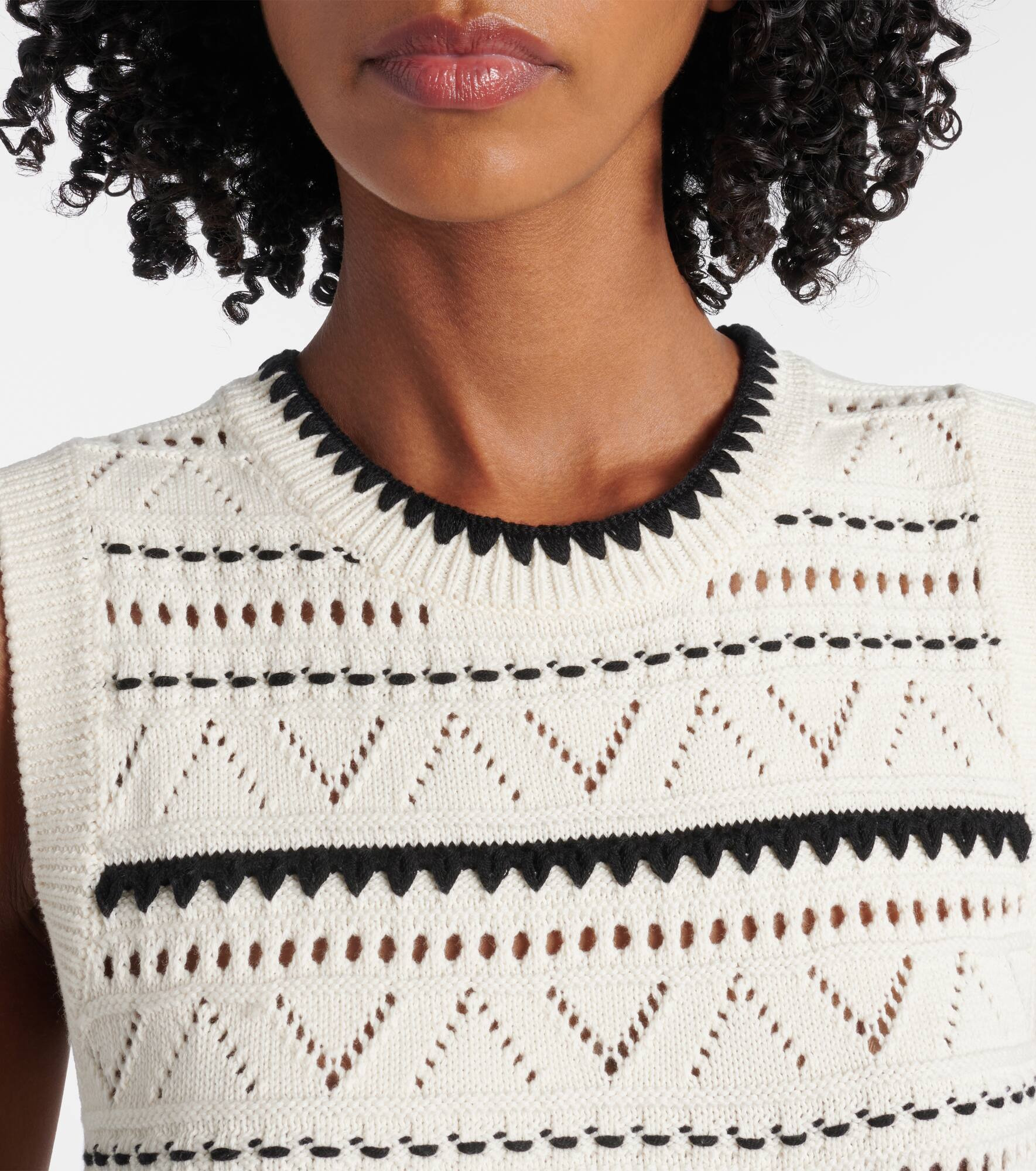 Athena pointelle cotton sweater vest - 4