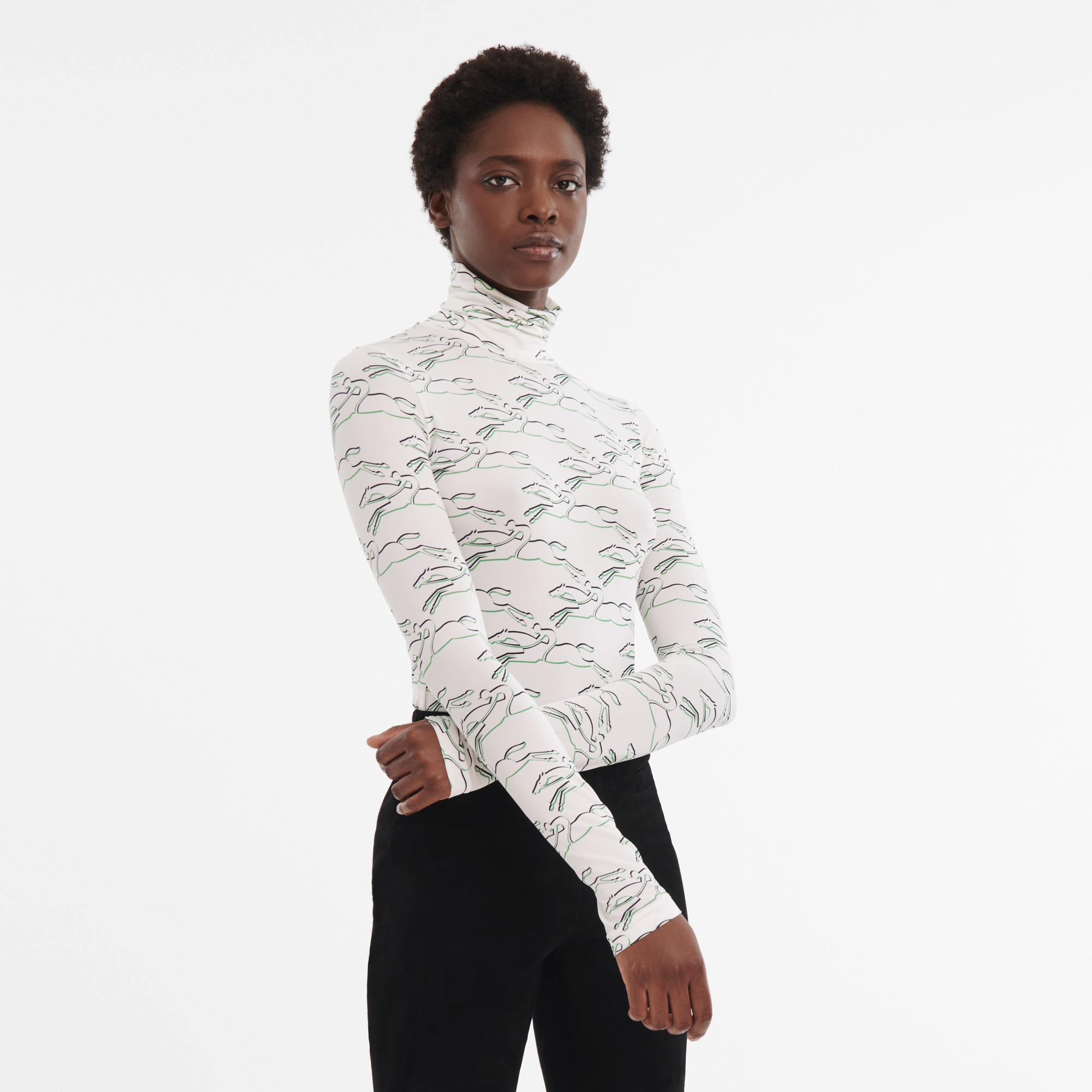 Fall-Winter 2023 Collection Thin turtleneck sweater Black/Lawn - OTHER - 2