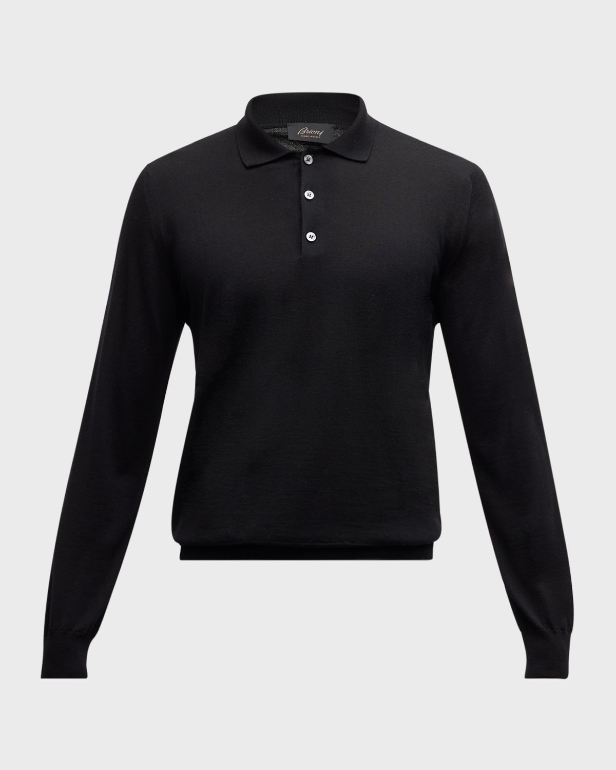 Men's Cashmere and Silk Long-Sleeve Polo Shirt - 1