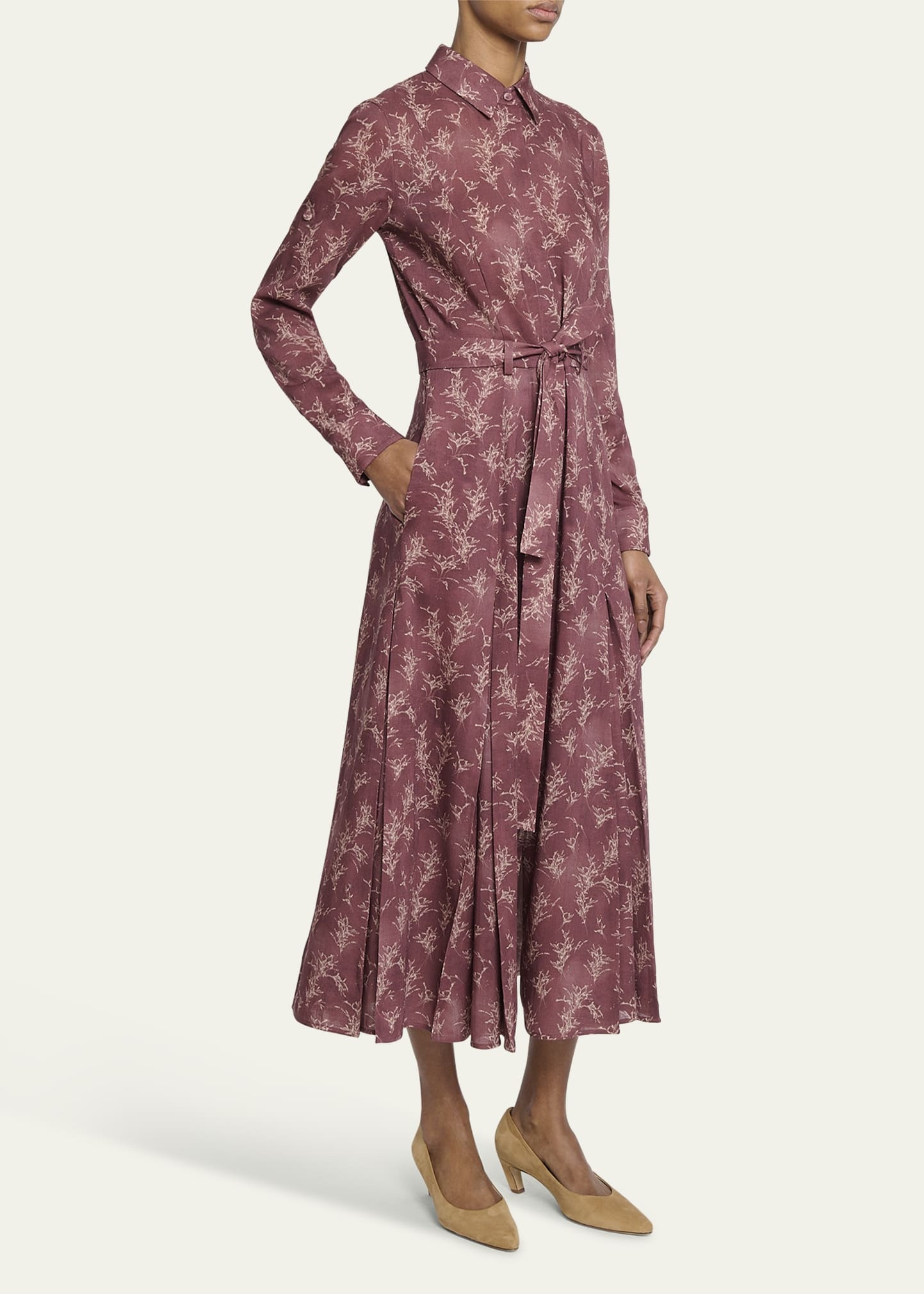 Galway Printed Belted Wool Shirtdress - 4