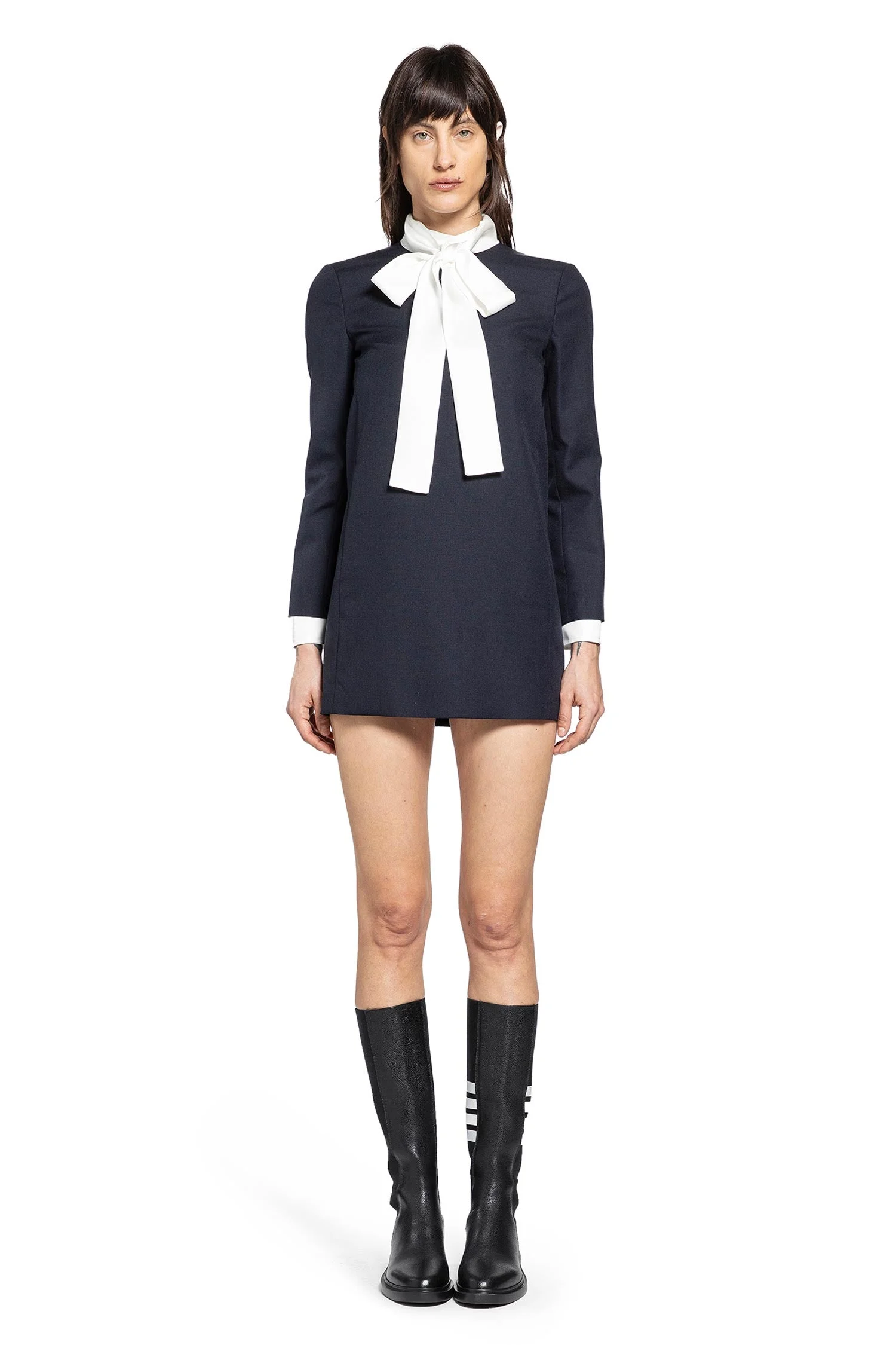 Straight Shift Dress In High-twist Wool Suiting - 1