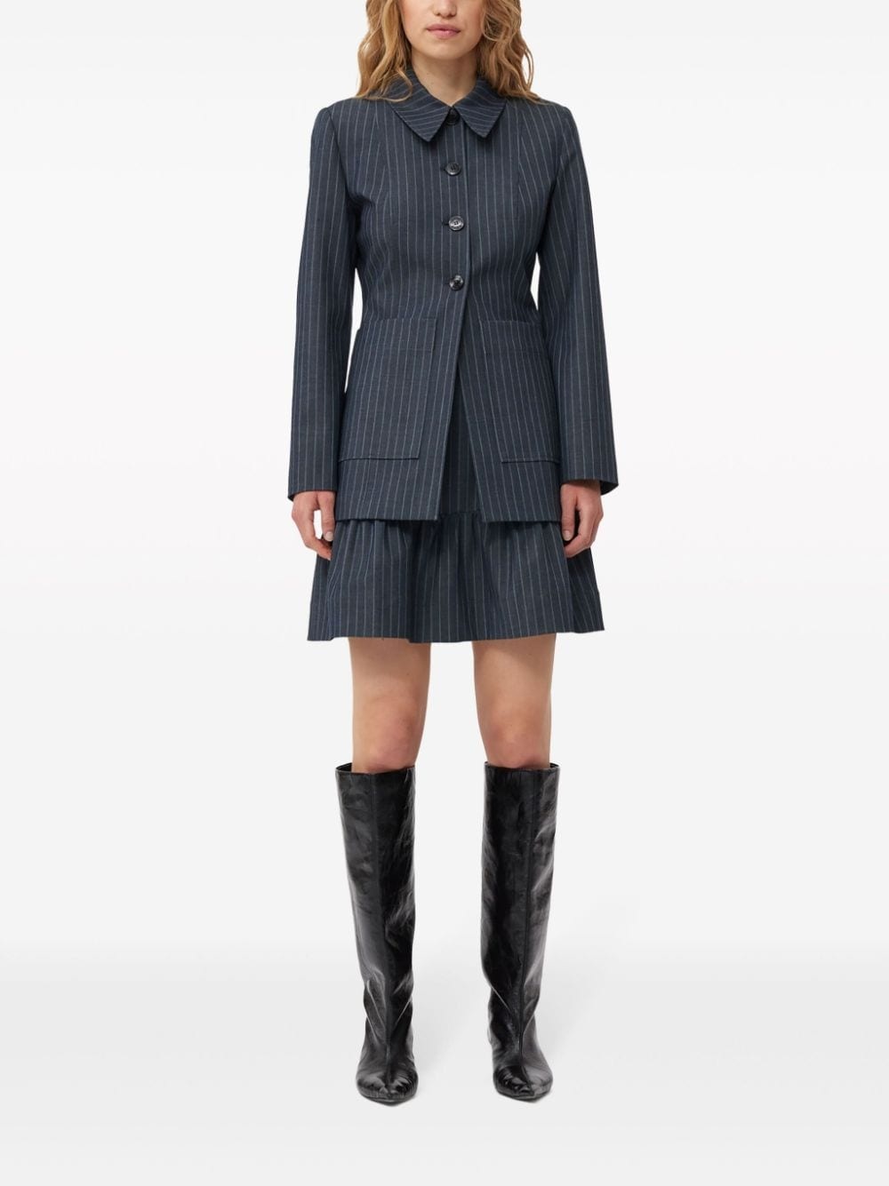 pinstripe single-breasted blazer - 4