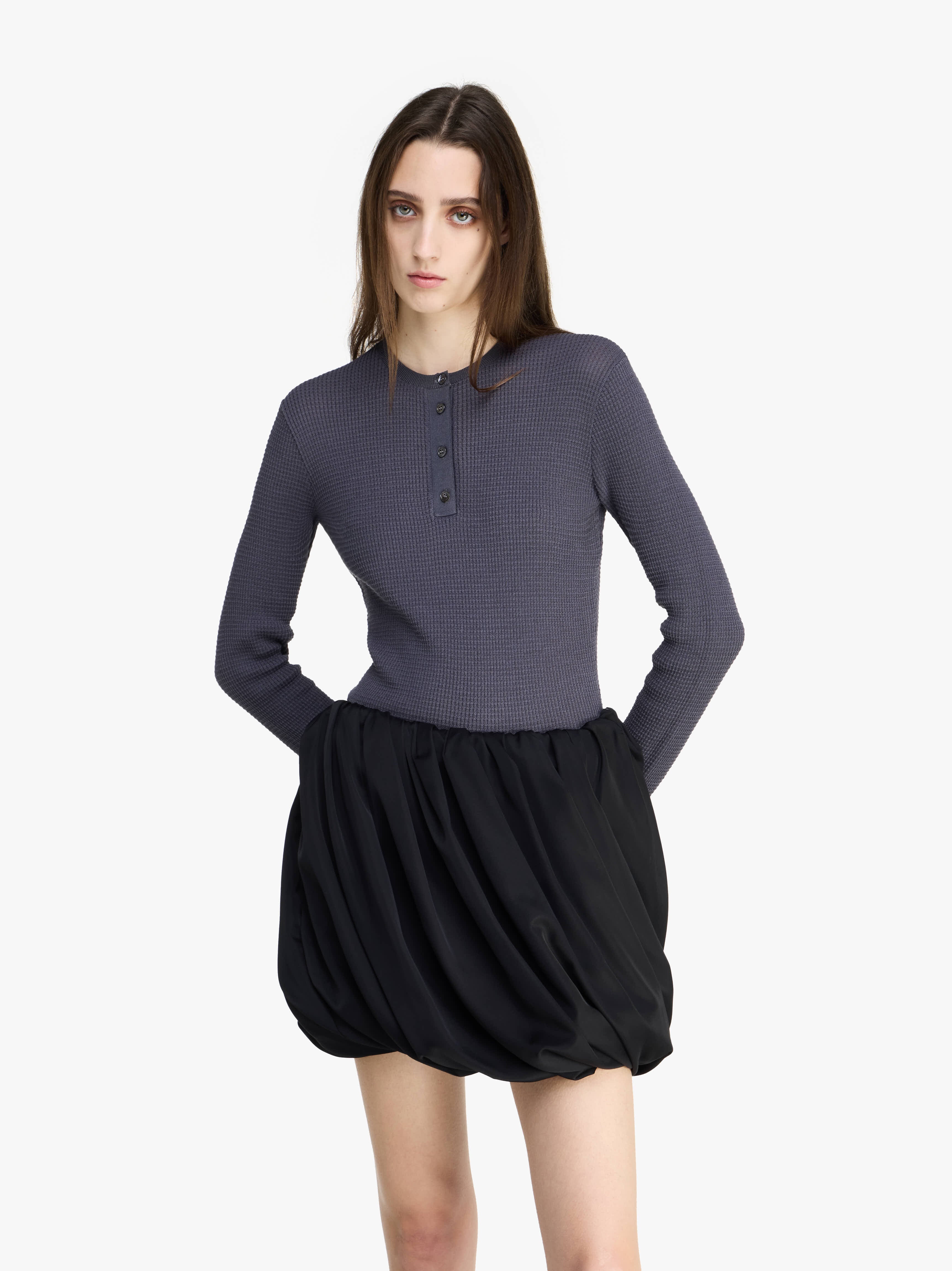ROLLED HEMLINE MINI SKIRT - 4