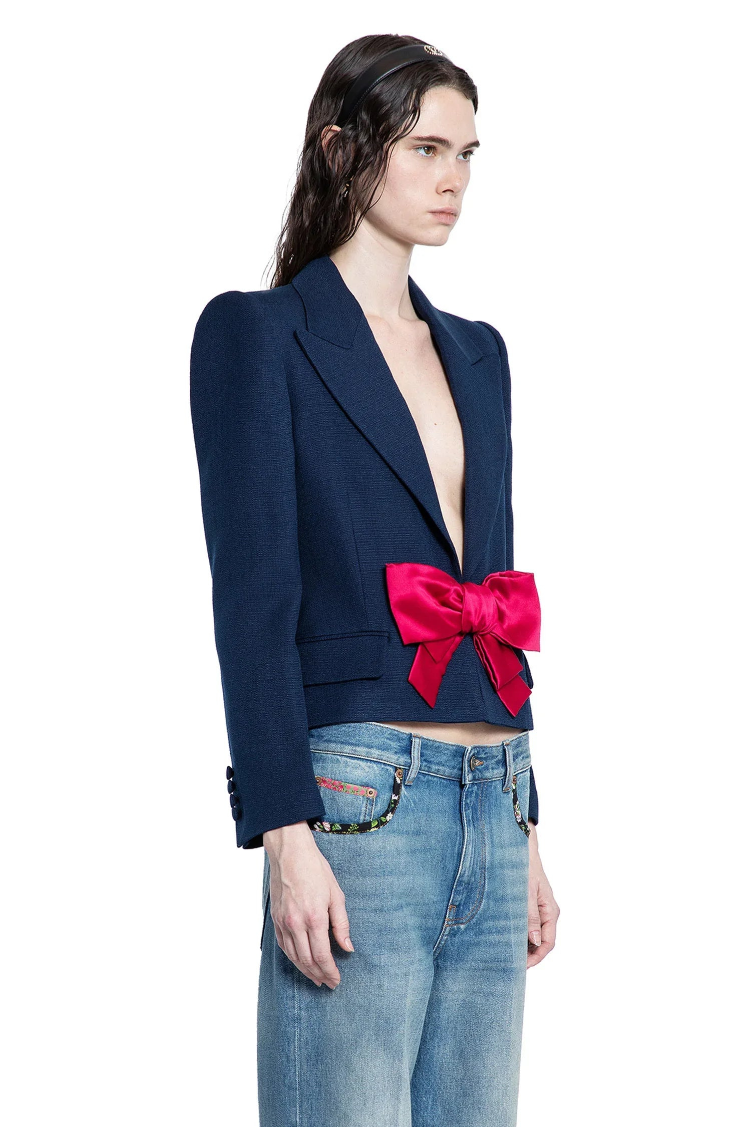 Viscose-Blazer-With-Bow - 2